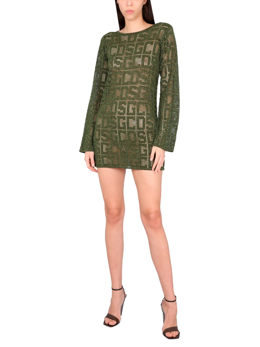 GCDS Monogram Macrame Mini Dress