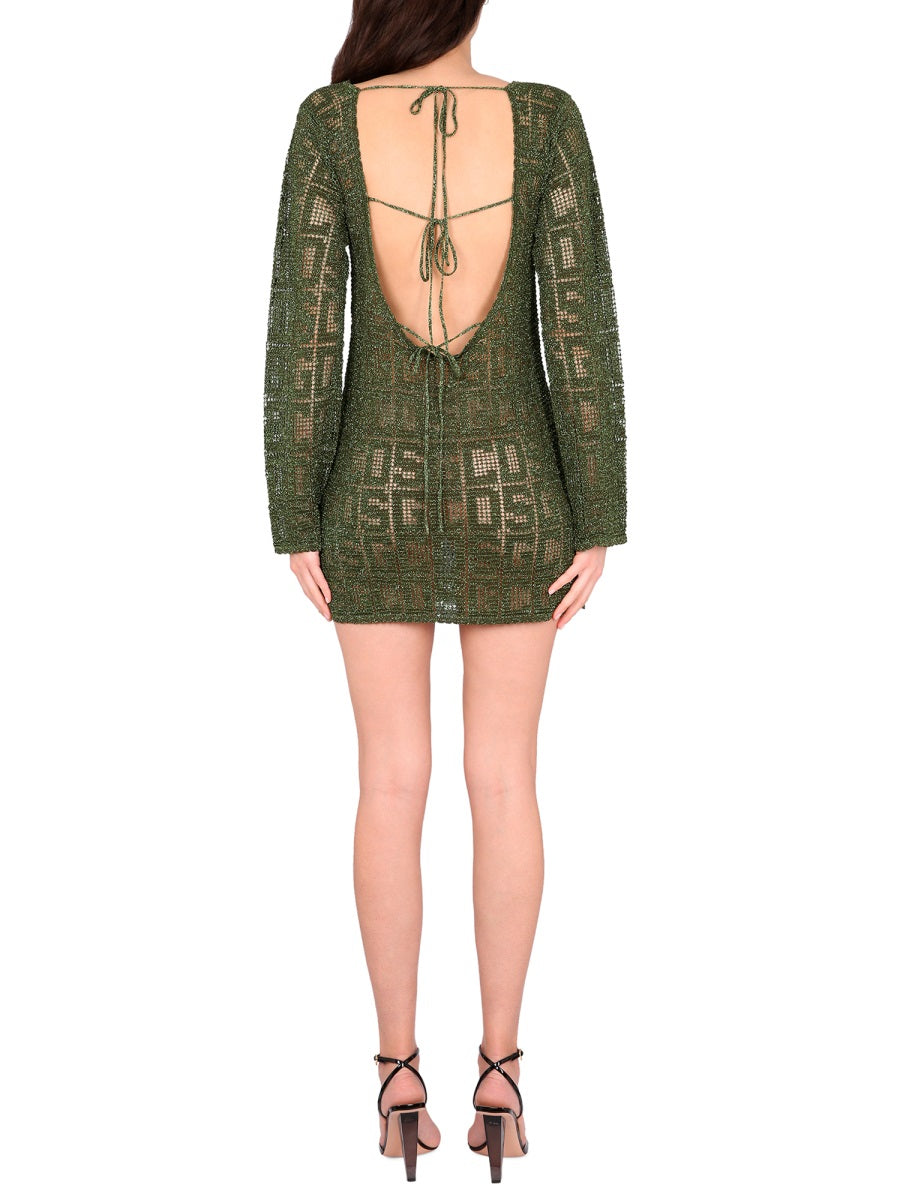 GCDS Monogram Macrame Mini Dress