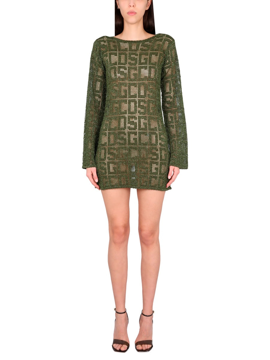 GCDS Monogram Macrame Mini Dress