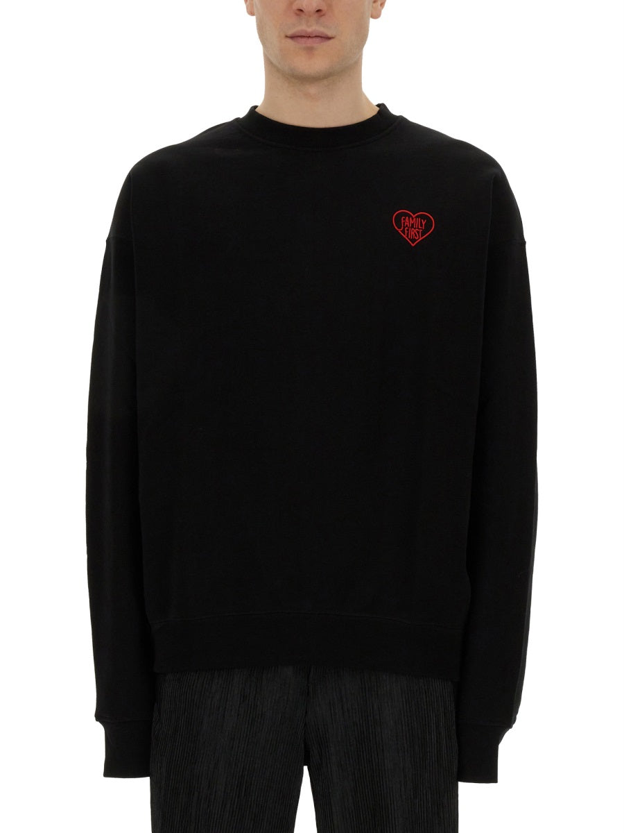 Oversized Family First Sweatshirt with Heart - Size L