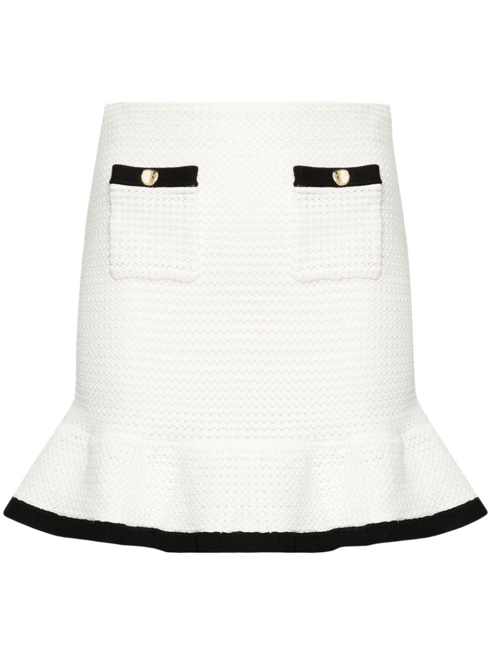 SELF-PORTRAIT Chic Crochet Mini Skirt with Peplum Hem