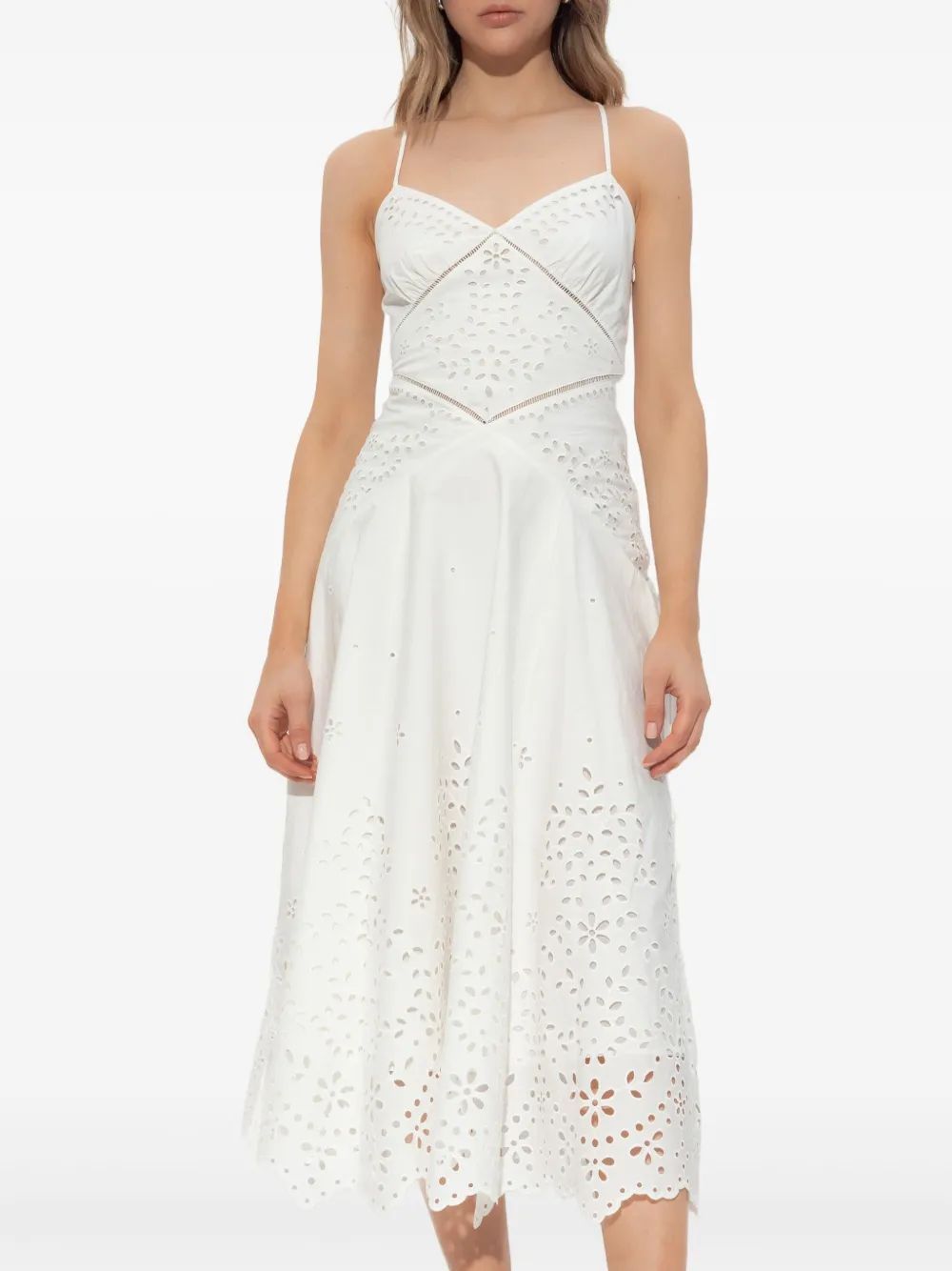 SELF-PORTRAIT Elegant Strap Dress with Leaf Embroidery