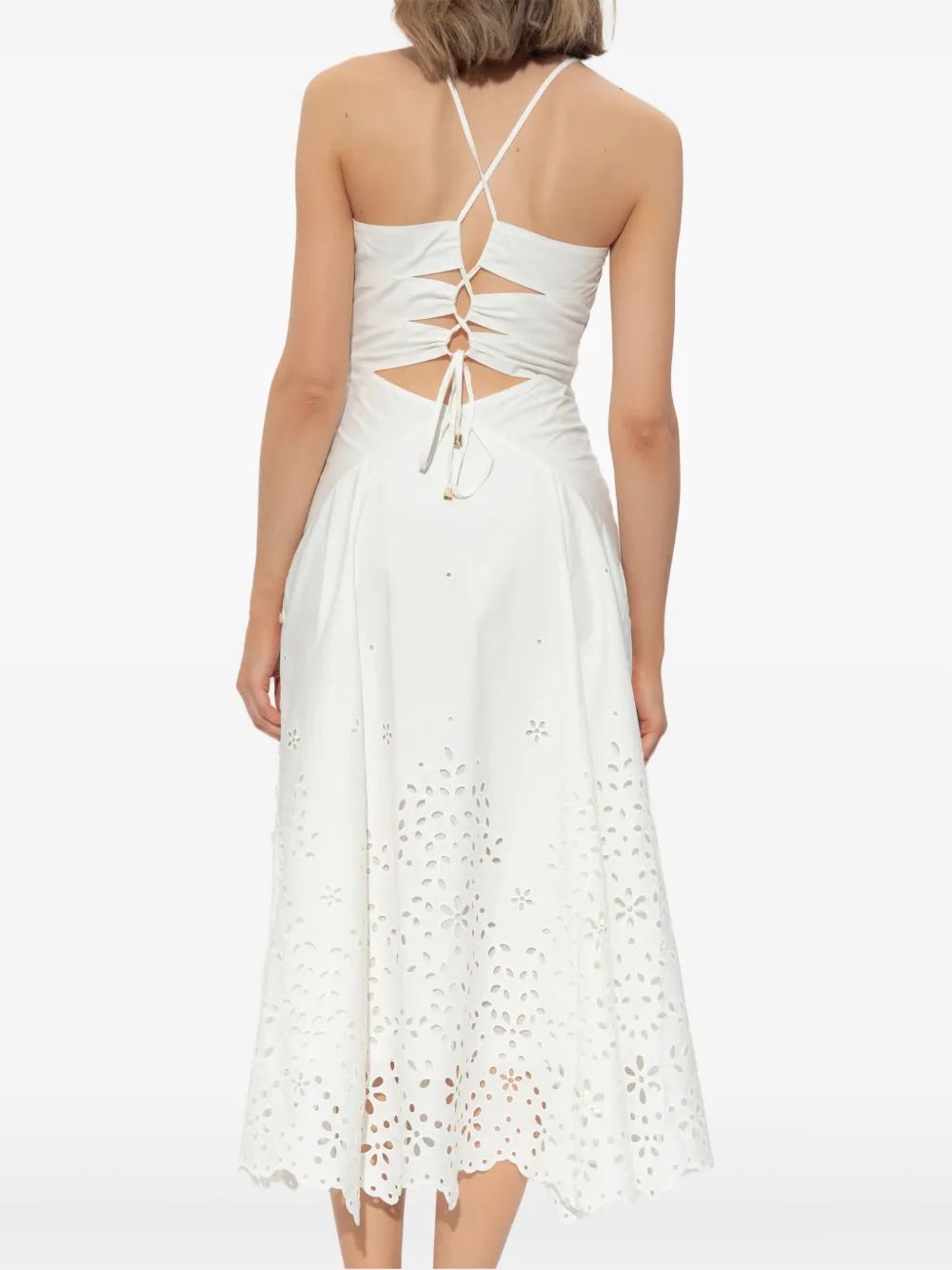 SELF-PORTRAIT Elegant Strap Dress with Leaf Embroidery