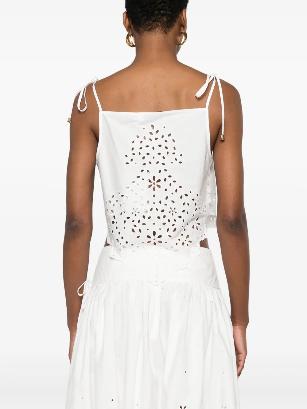SELF-PORTRAIT Leaf Embroidered Strap Top