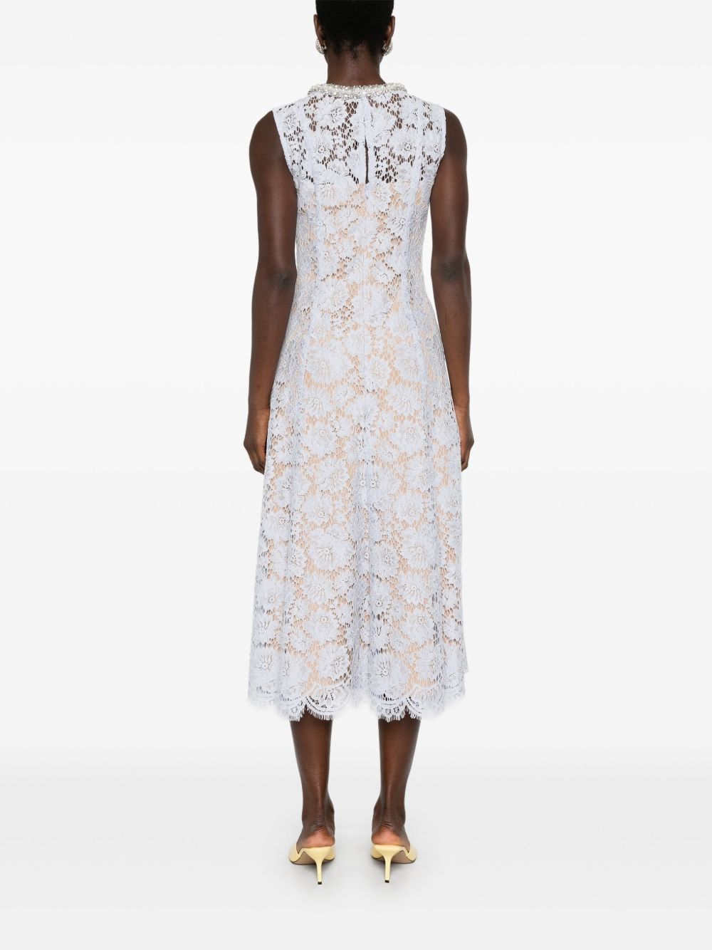 SELF-PORTRAIT Fine Lace Pearl Midi Dress