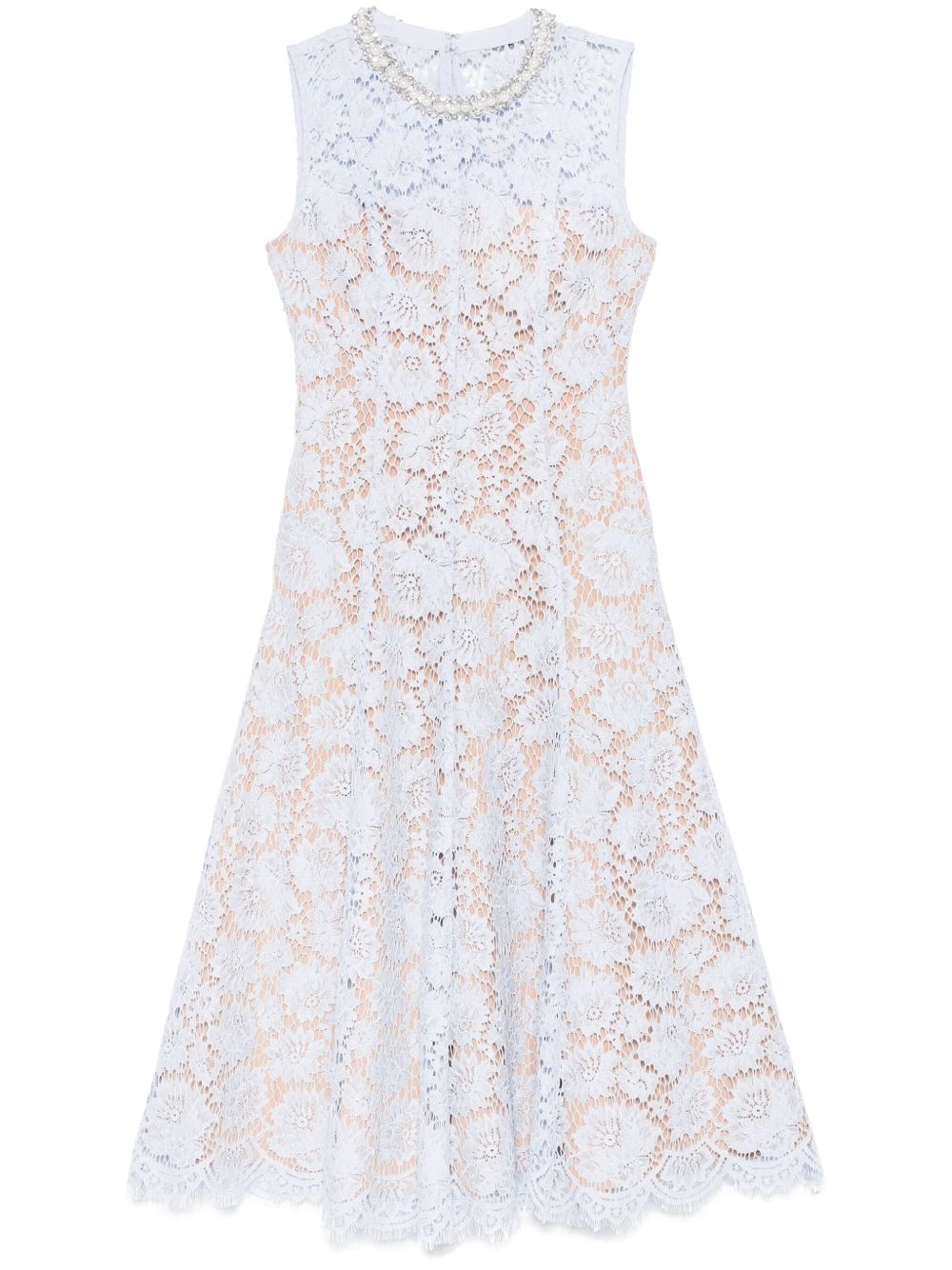 SELF-PORTRAIT Fine Lace Pearl Midi Dress