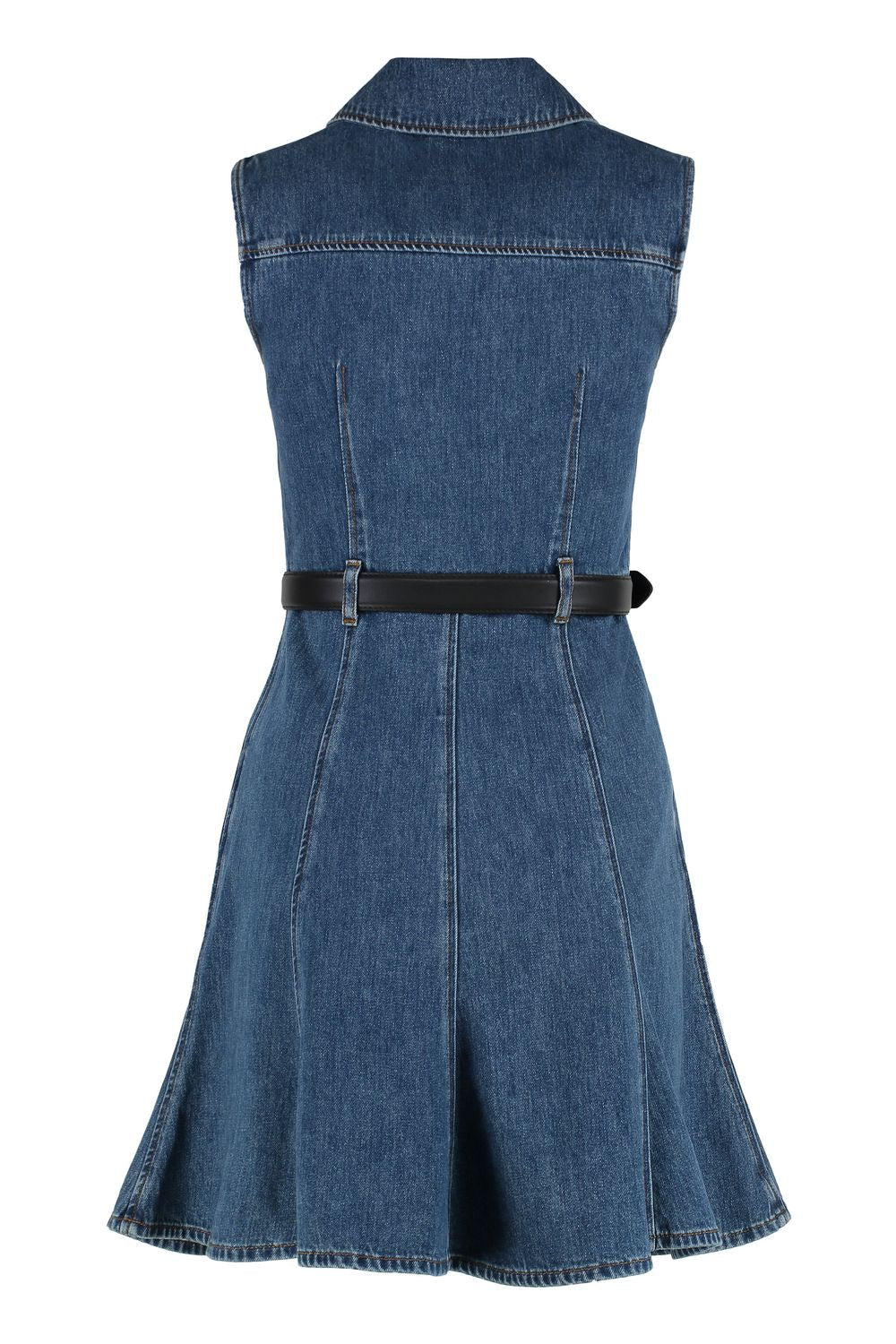 SELF-PORTRAIT Stylish Denim Dress with Decorative Buttons and Belt