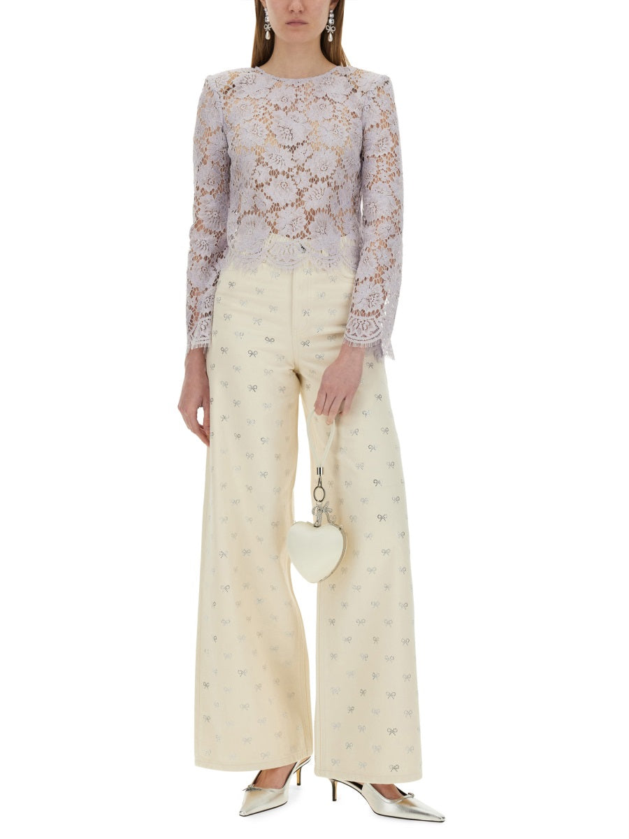 SELF-PORTRAIT Bow Embellished Mini Jeans