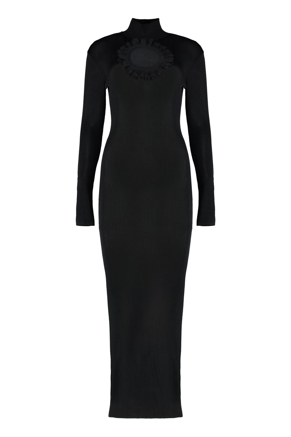 SELF-PORTRAIT Knit Maxi-Dress with Front Cut-Out Detail