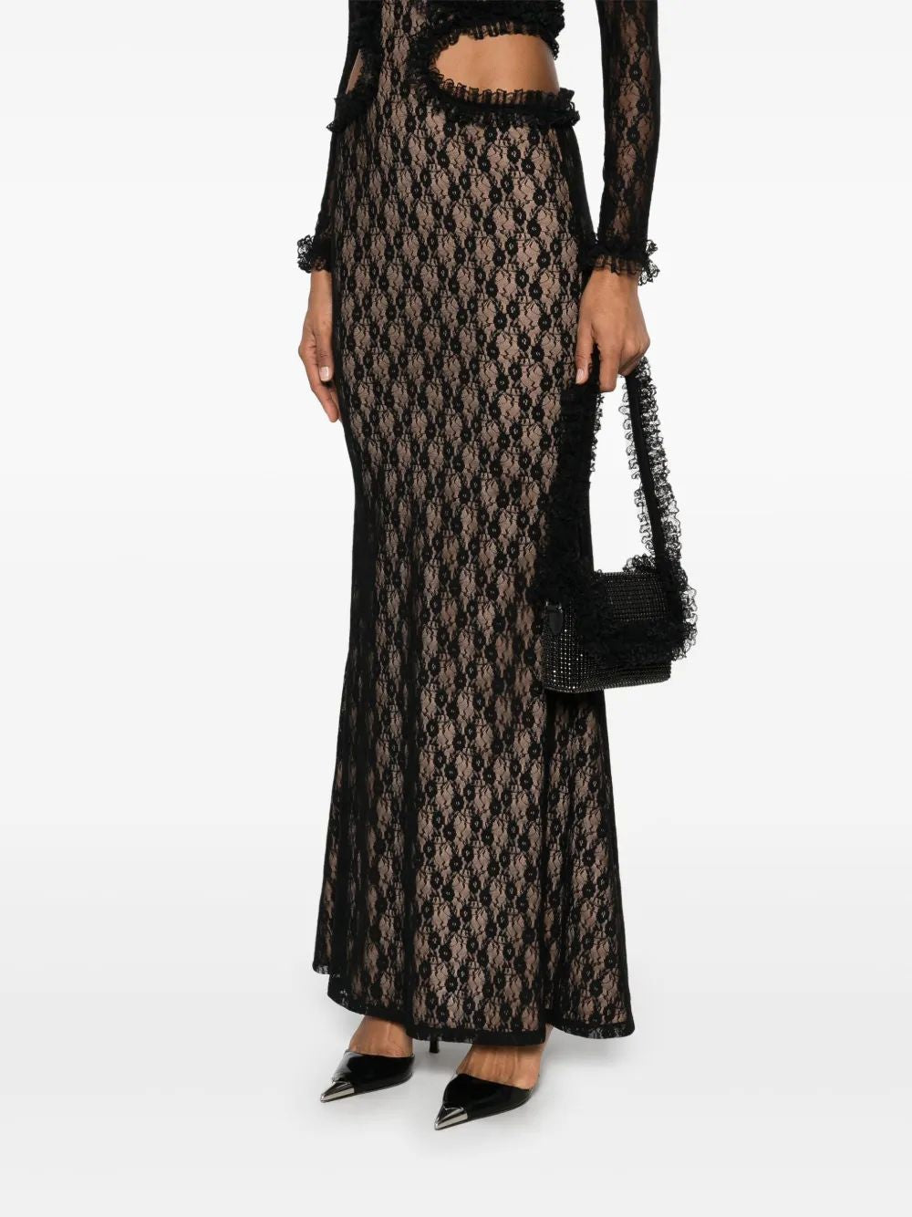 SELF-PORTRAIT Crystal Lace Detail Mini Handbag