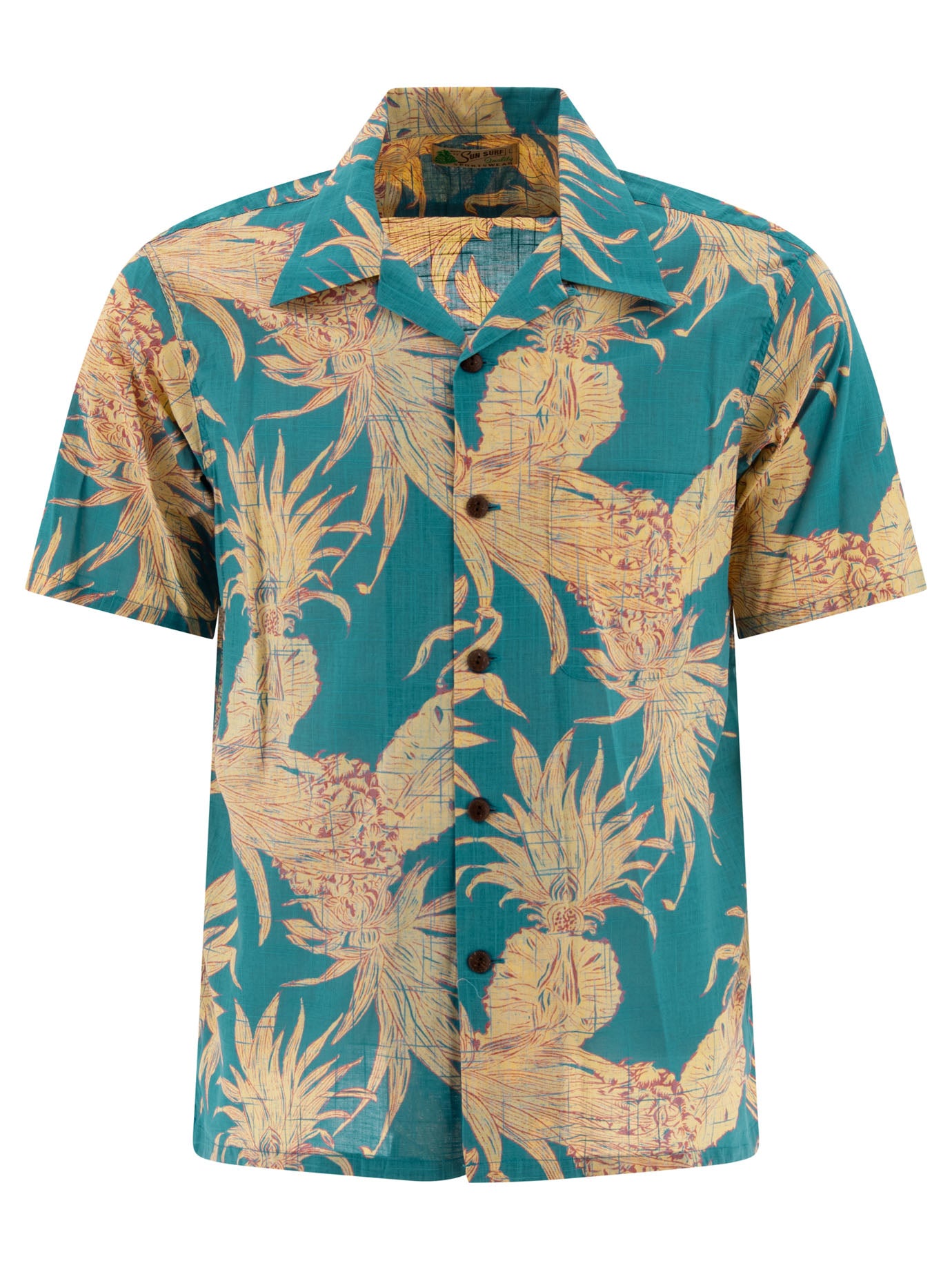 SUN SURF Men's Relaxed Fit Island Pineapple Mini Shirt