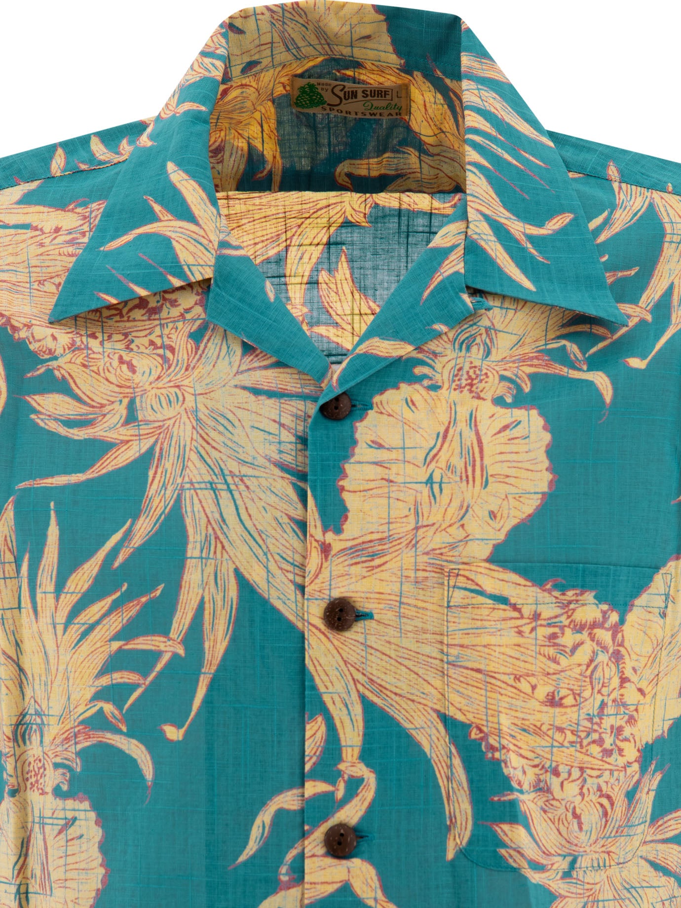 SUN SURF Men's Relaxed Fit Island Pineapple Mini Shirt