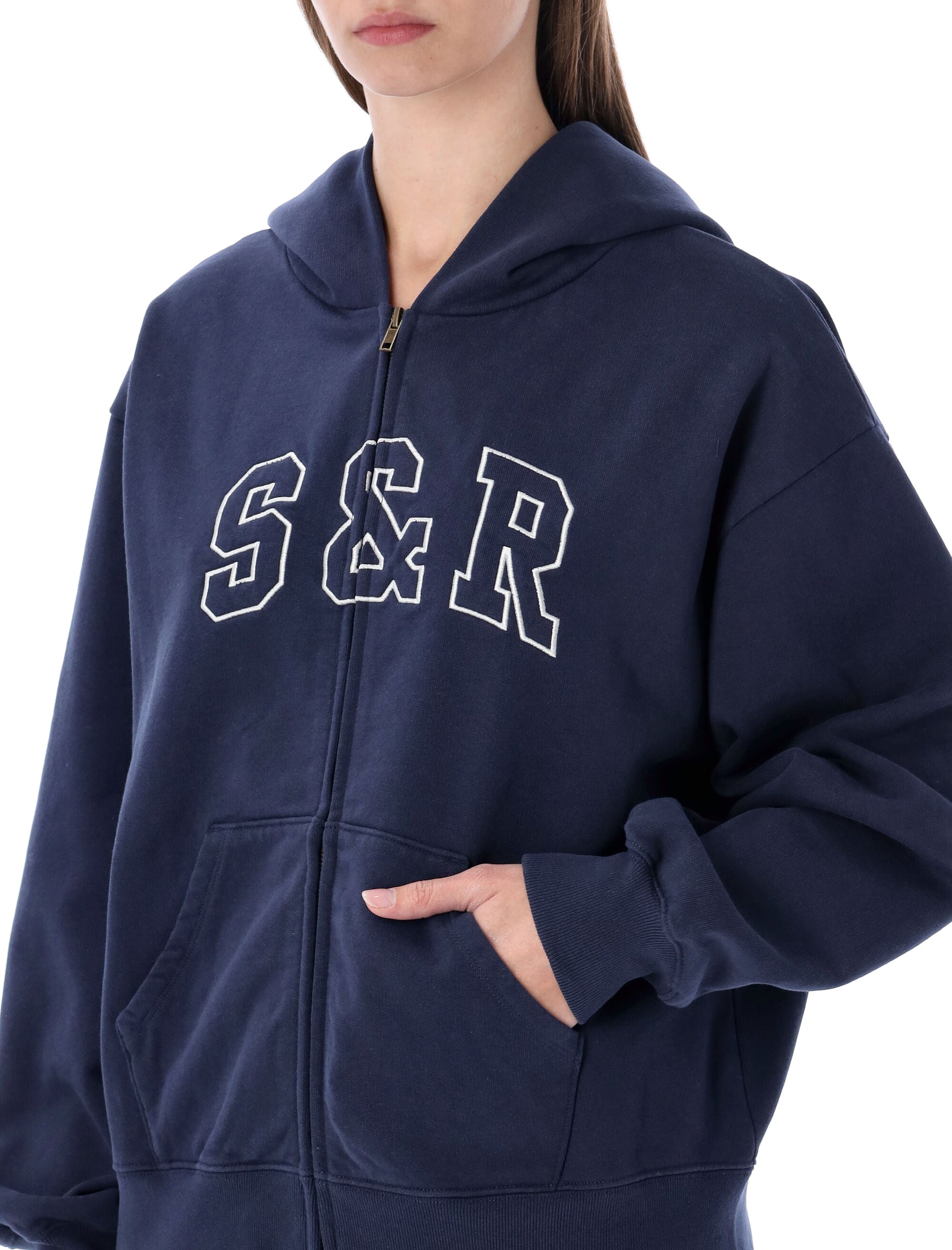 SPORTY & RICH S&R Ivy Zip Hoodie - Slightly Oversized Fit
