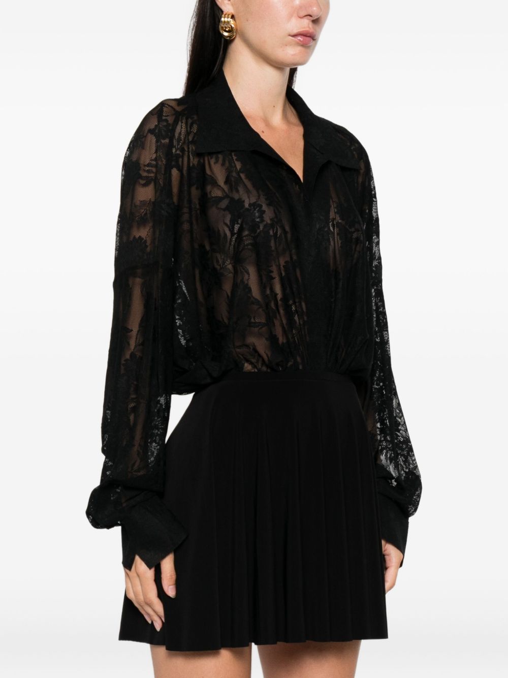 NORMA KAMALI Oversized Floral Lace Bodysuit