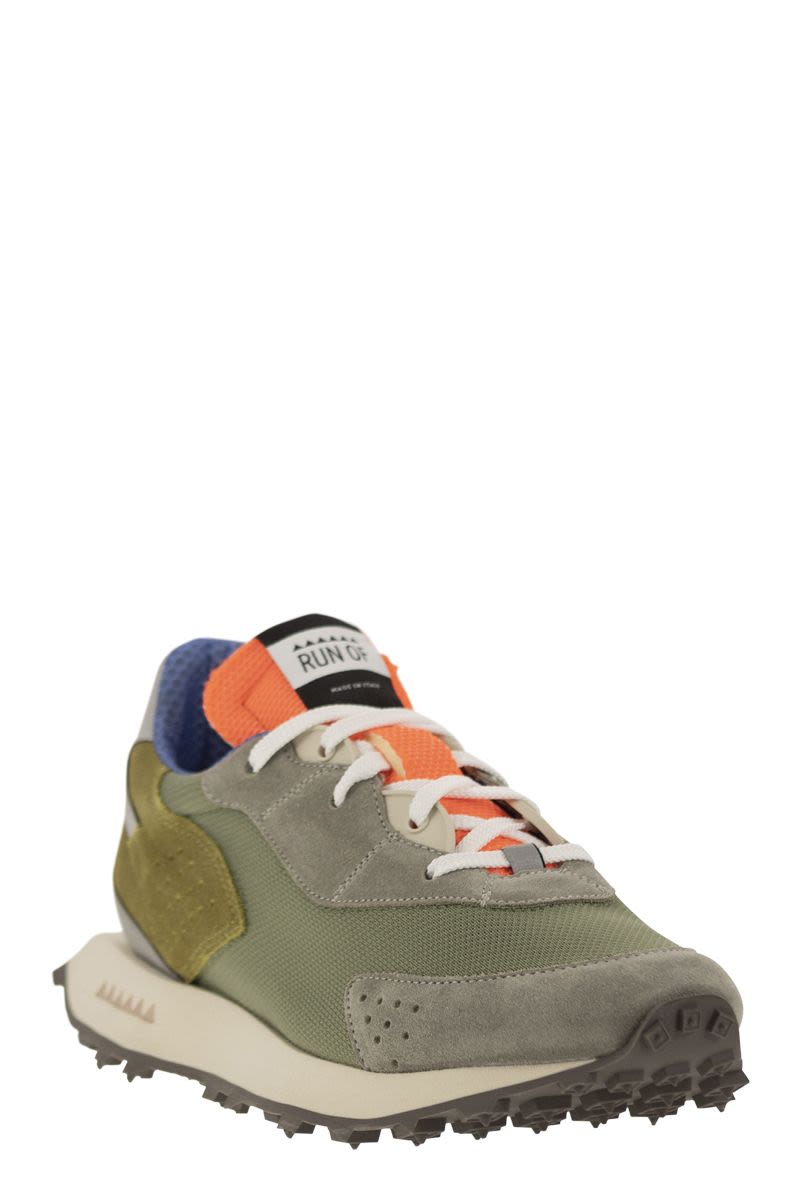 RUN OF Sneaker with Suede and Nylon Upper - Height: 4 cm