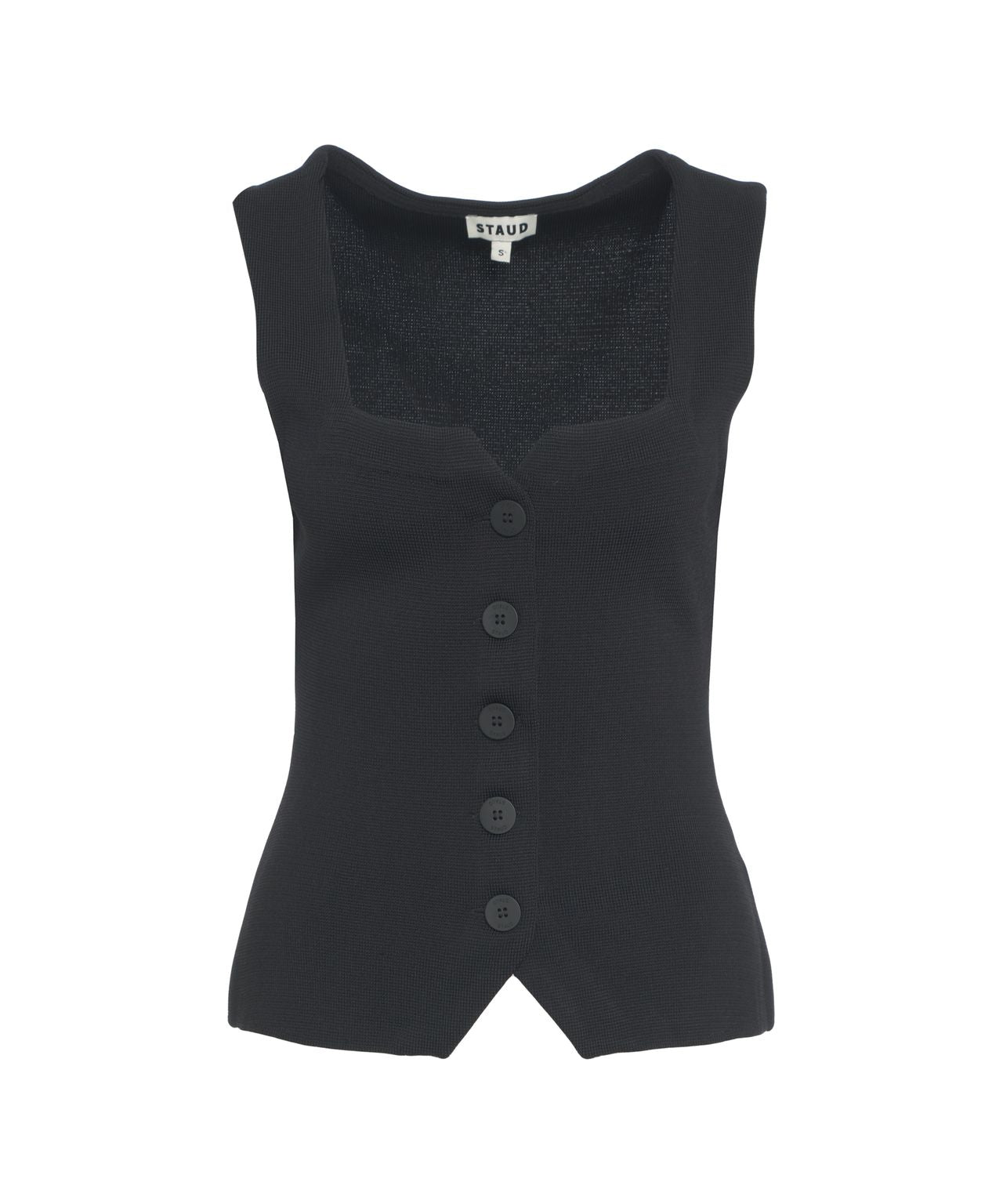 STAUD Slim Fit Knit Top with Square Neckline