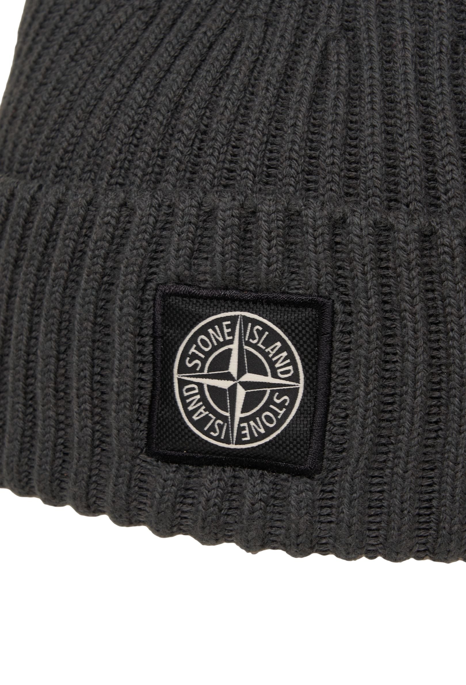 STONE ISLAND Classic Ribbed Beanie with Logo Patch