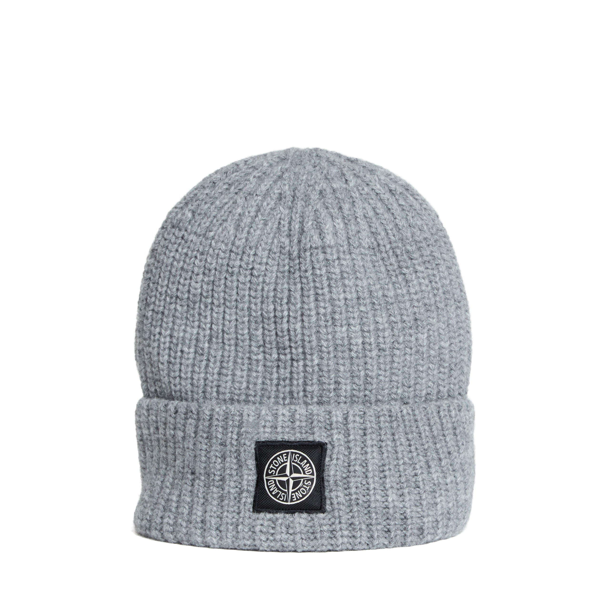 STONE ISLAND Men's Ribbed Beanie with Fold-Over Cuff