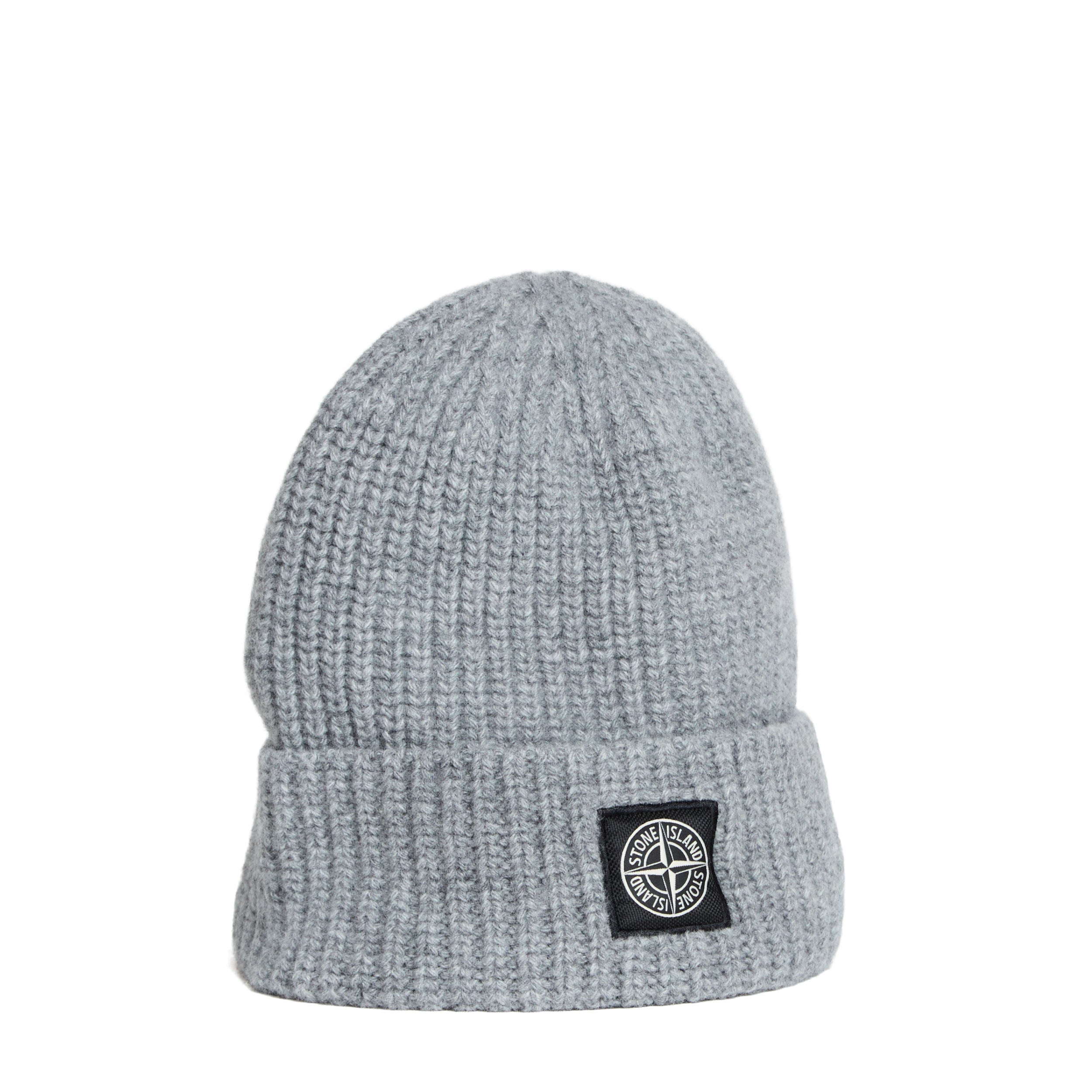 STONE ISLAND Men's Ribbed Beanie with Fold-Over Cuff