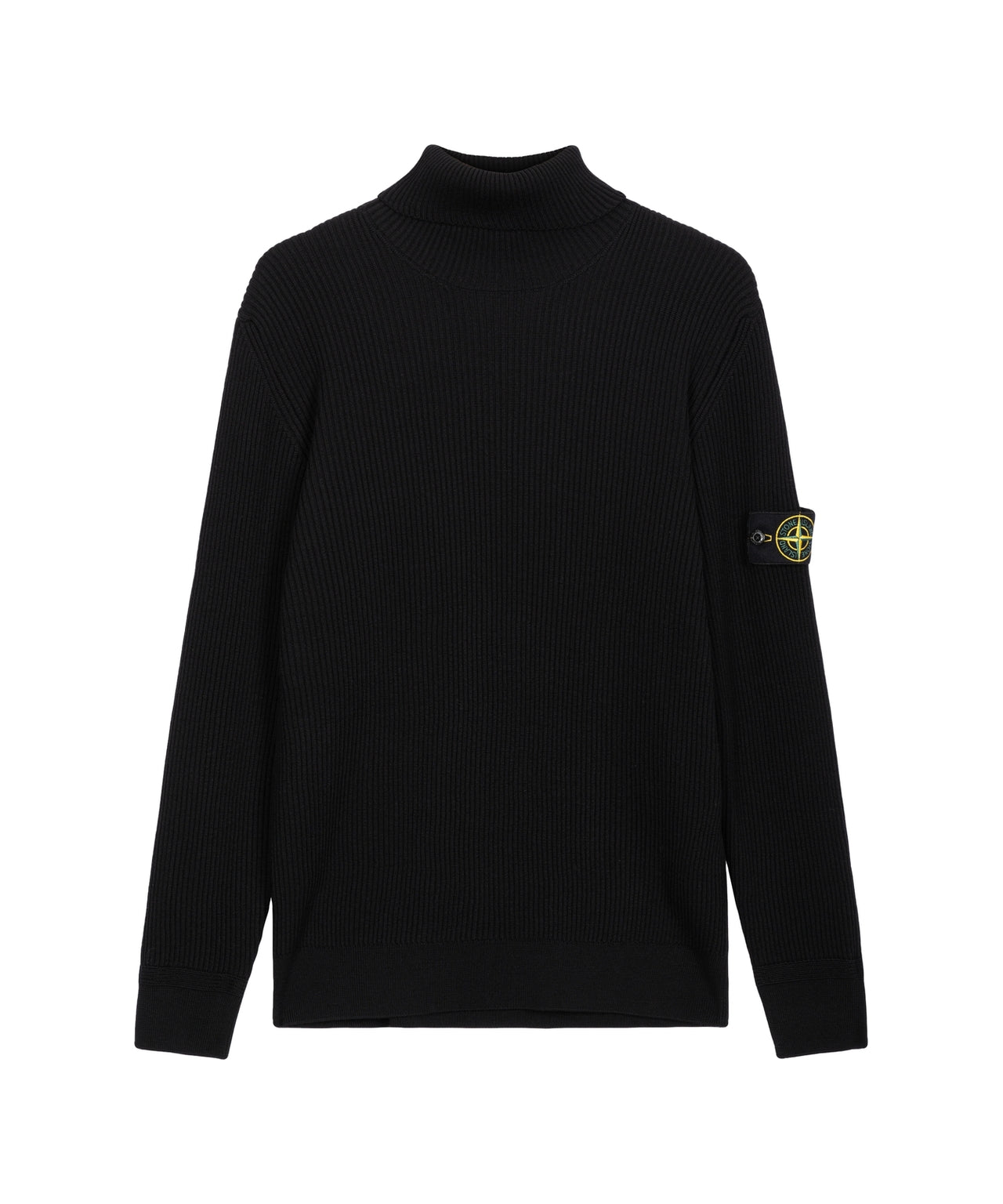 STONE ISLAND Ribbed Turtleneck Sweater with Logo Patch for Men