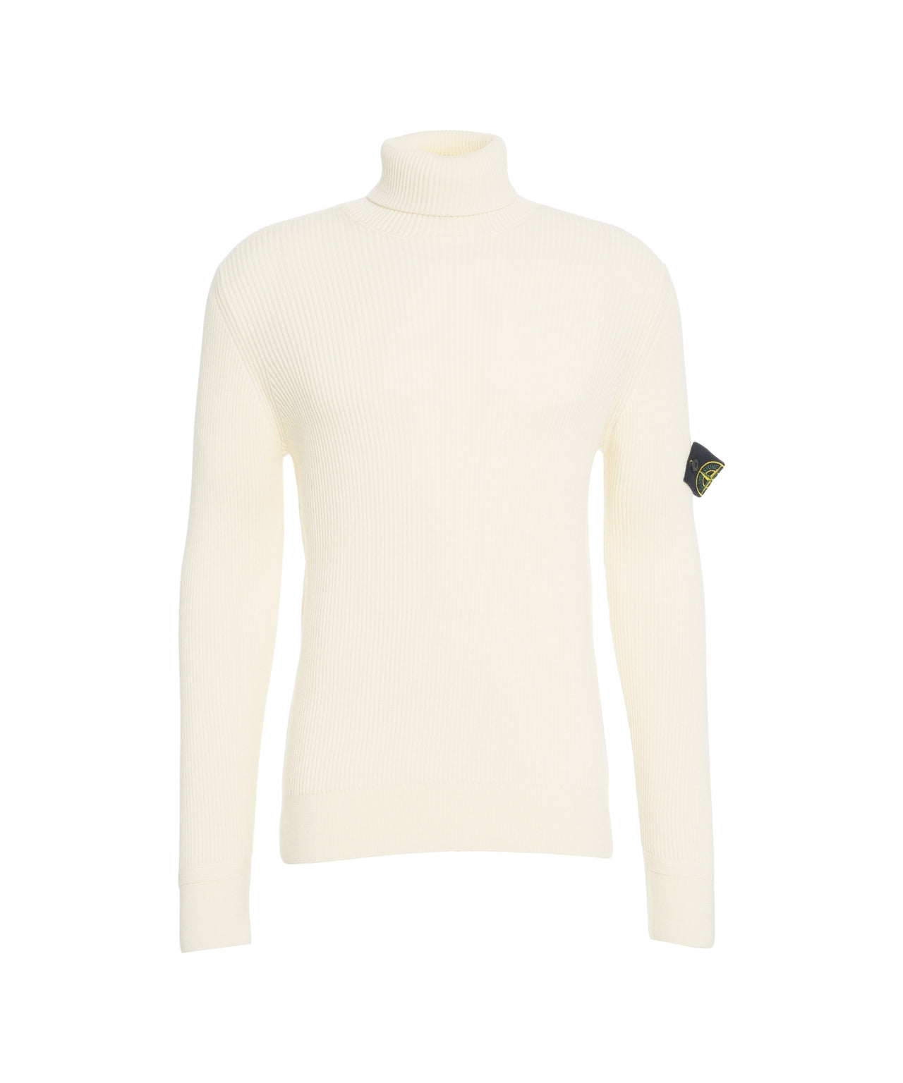 STONE ISLAND Ribbed Turtleneck Sweater with Logo Patch for Men