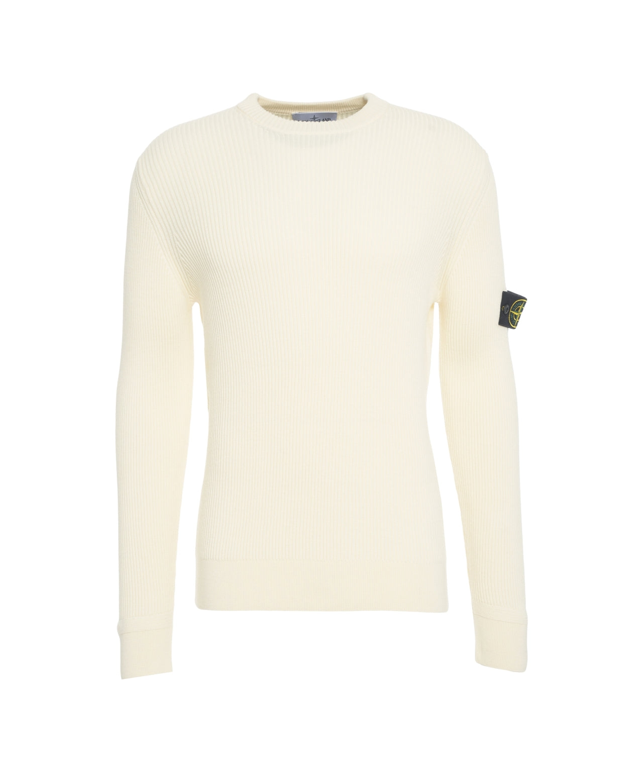 STONE ISLAND Ribbed Pullover with Logo Patch for Men
