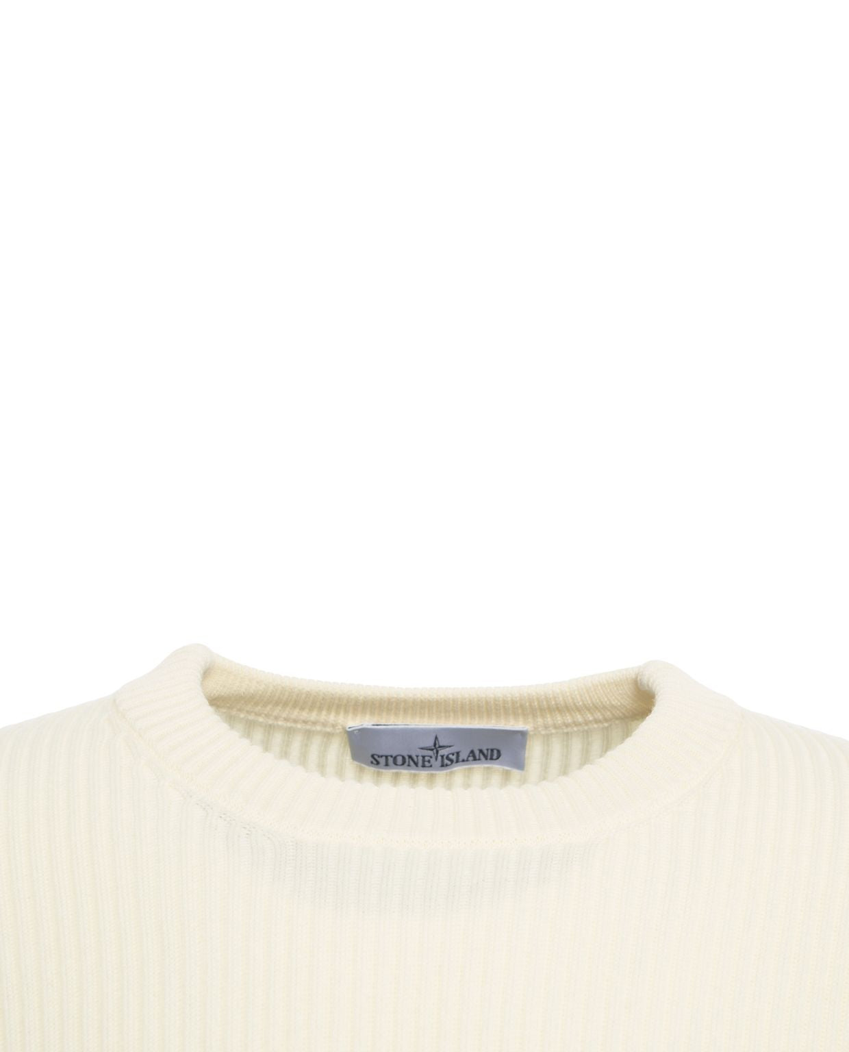 STONE ISLAND Ribbed Pullover with Logo Patch for Men