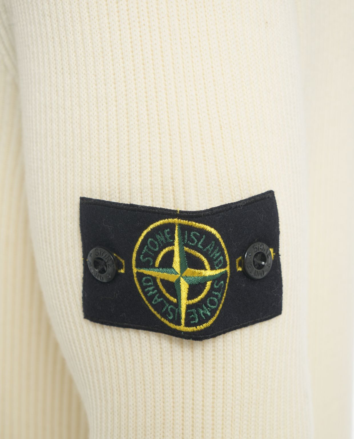 STONE ISLAND Ribbed Pullover with Logo Patch for Men