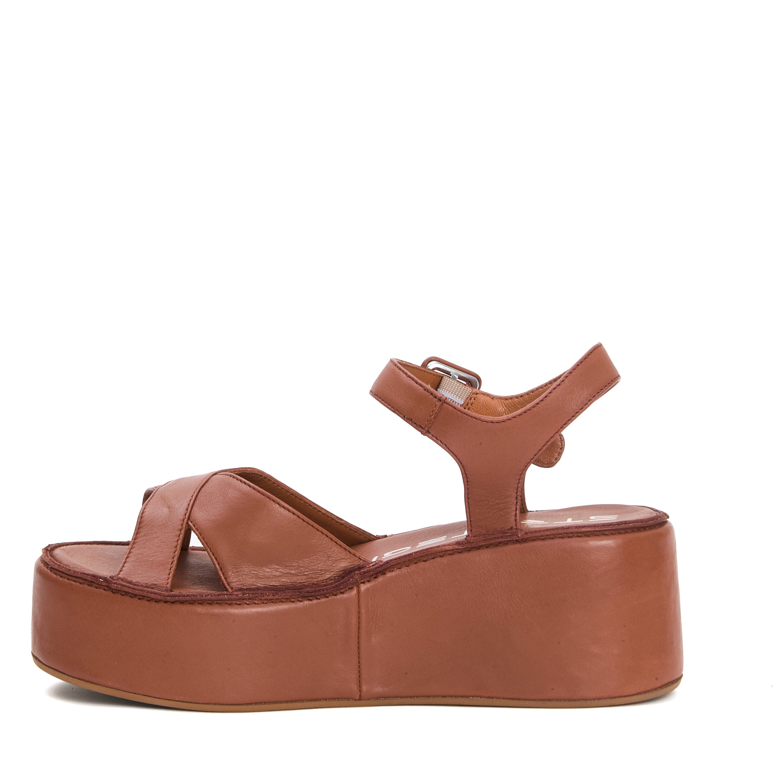 STRATEGIA Cross-Strap Wedge Sandals with 7 cm Heel