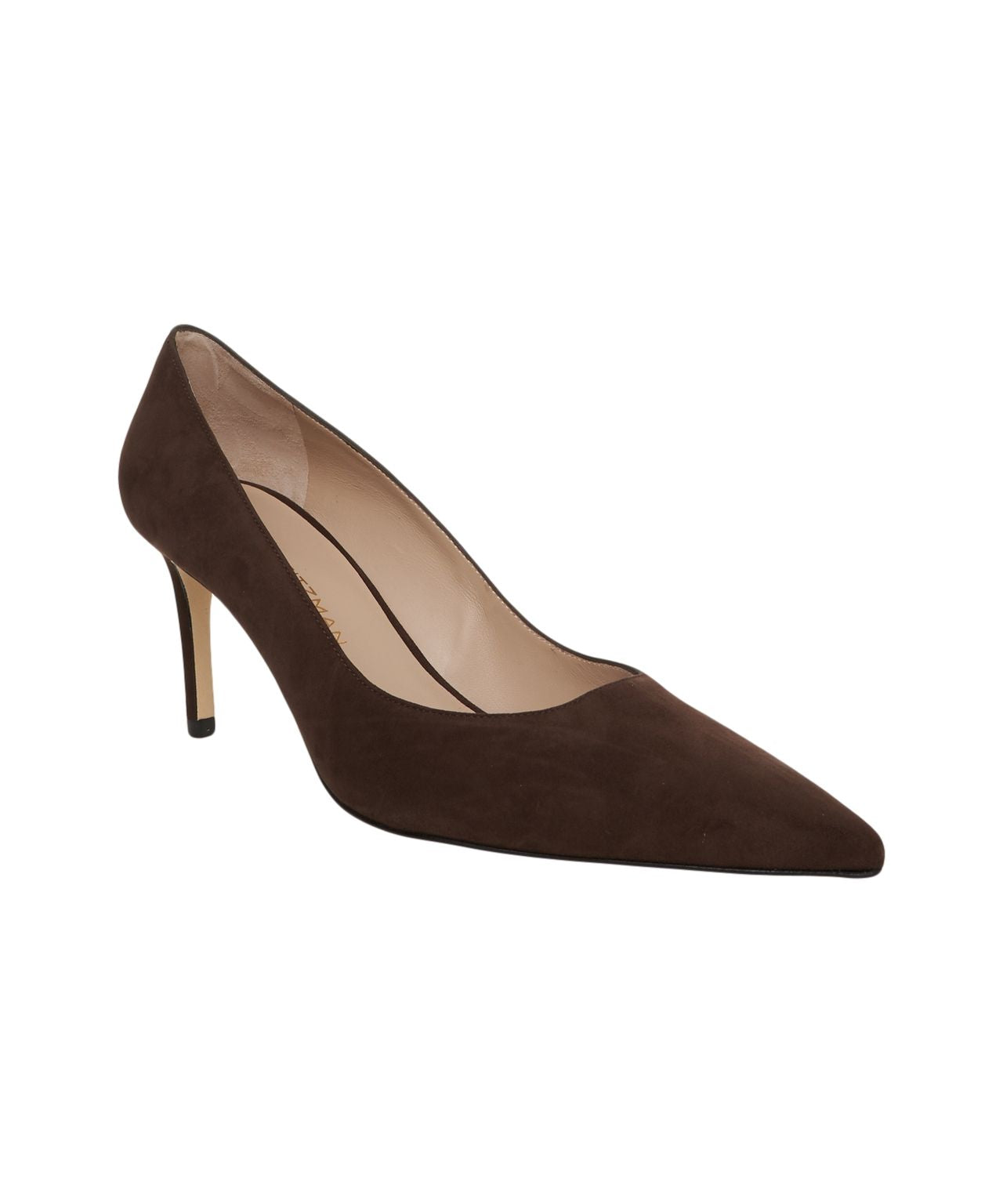 STUART WEITZMAN Elegant Suede Pumps with Pointed Toe and Stiletto Heel