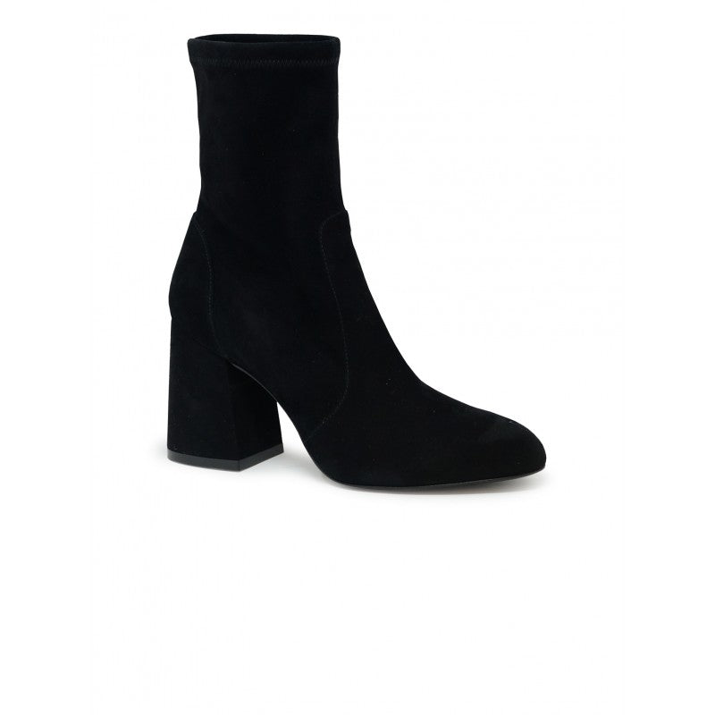 STUART WEITZMAN Sleek Suede Flareblock 85 Stretch Bootie