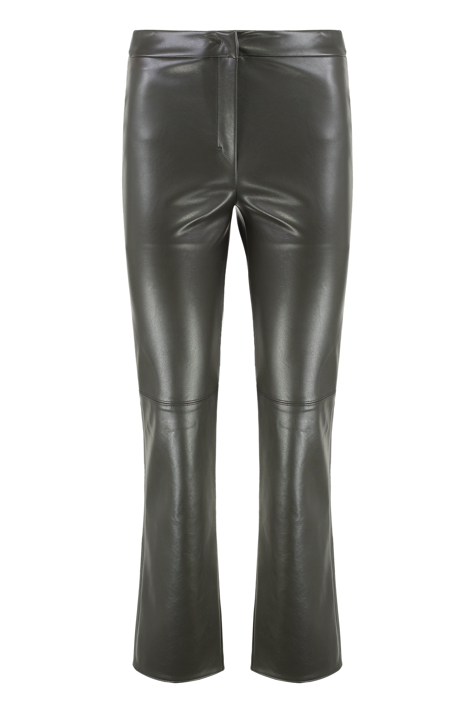 S MAX MARA Eco-Leather Flared Hem Slim Trousers