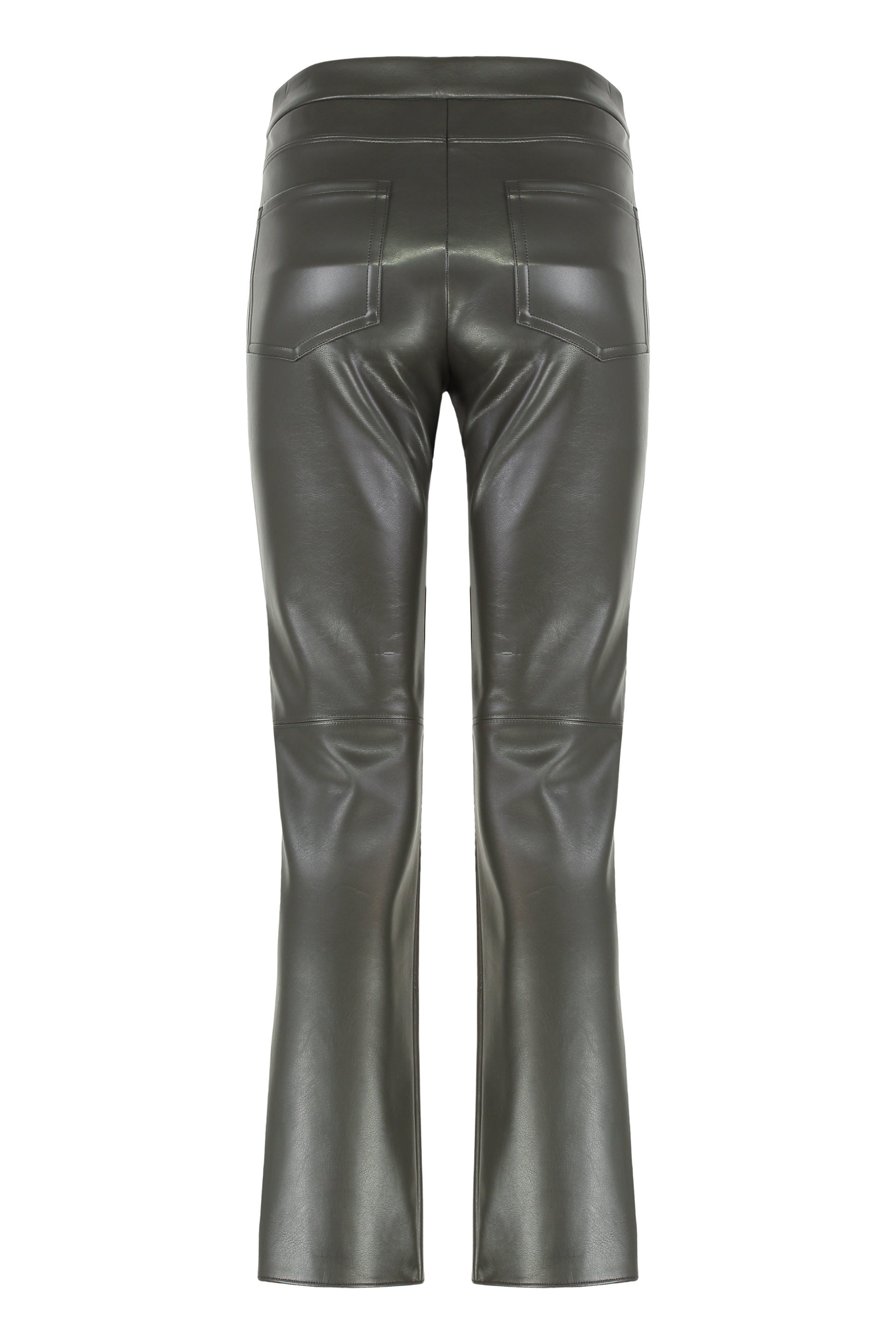 S MAX MARA Eco-Leather Flared Hem Slim Trousers