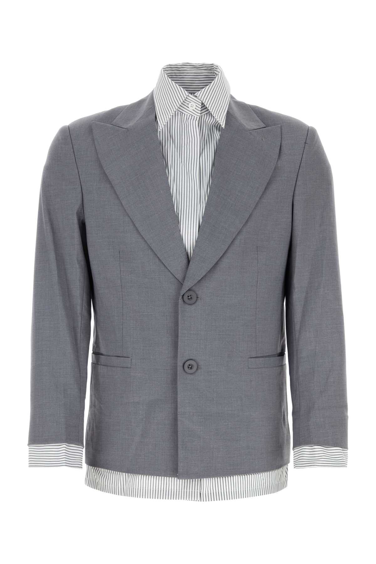 KIDSUPER STUDIOS Grey Stretch Polyester Blend Blazer - All-in-One Suit Top for Men