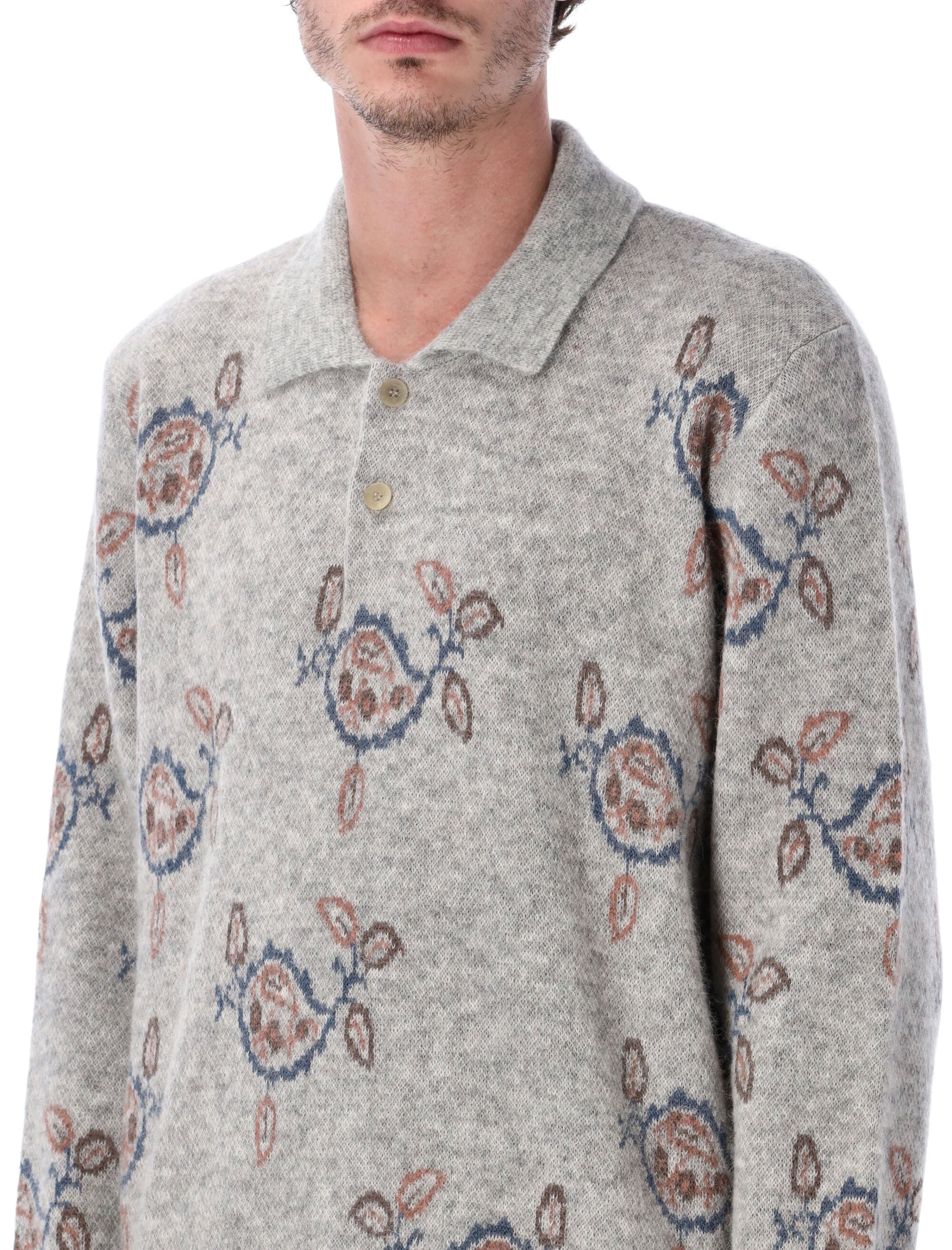 CORRIDOR Maya Patterned Alpaca-Blend Polo Sweater - Size L