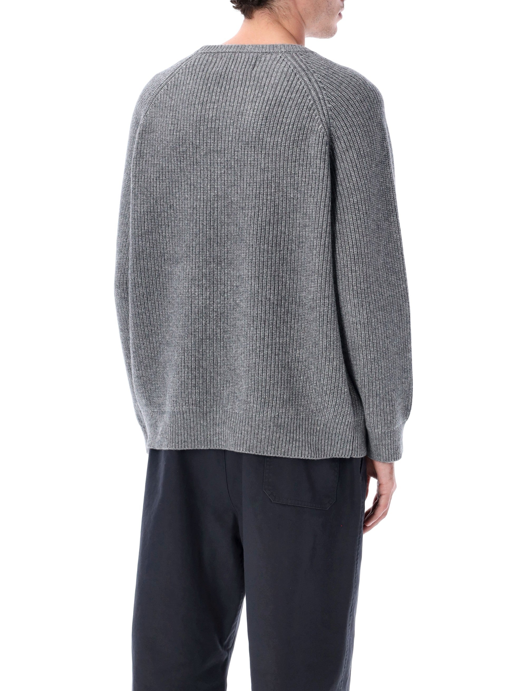 CORRIDOR Men's Wool Cashmere Blend Ribbed Crewneck Sweater - Size L