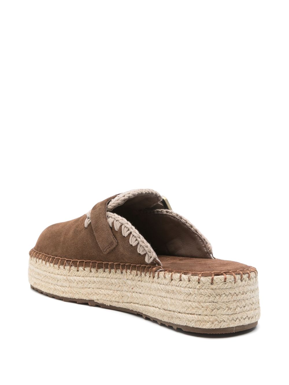 MOU Platform Suede Sandals with Whipstitch Detailing