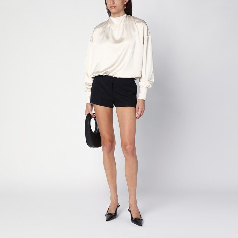 THE ANDAMANE Mini Long Sleeve Satin Bodysuit