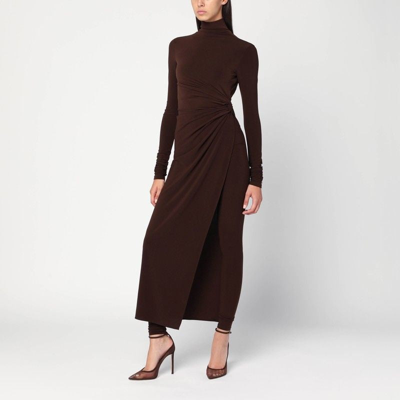 THE ANDAMANE Tessa Maxi Jumpsuit with Turtleneck and Side Slit