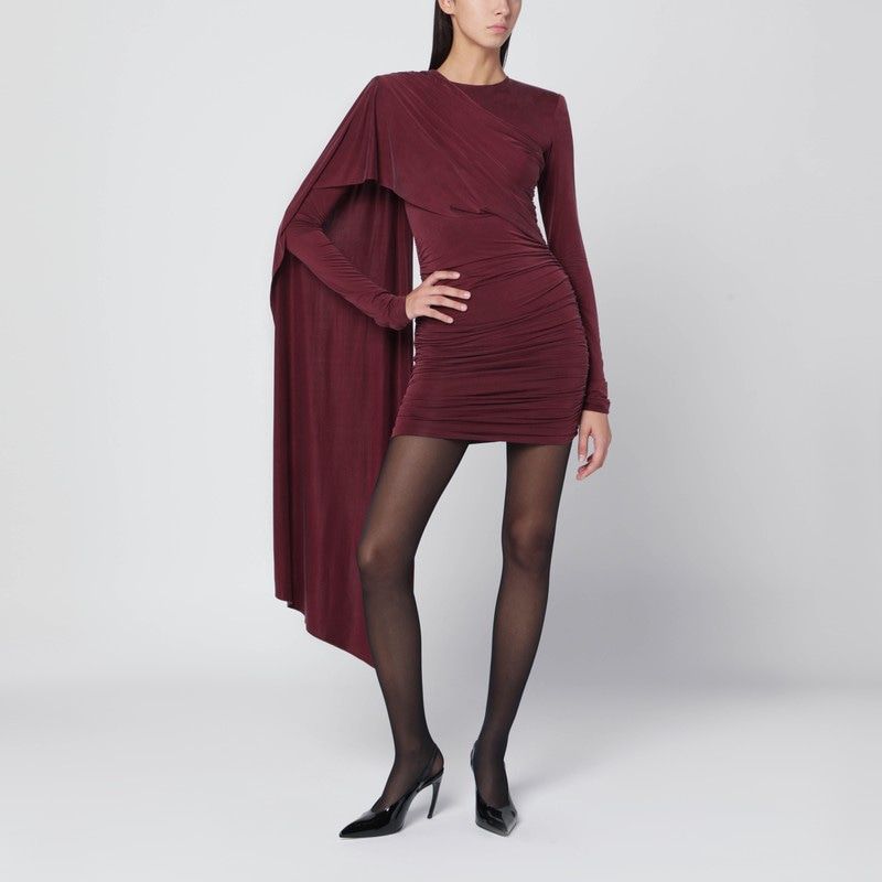THE ANDAMANE Fitted Mini Dress with Side Cape for Women