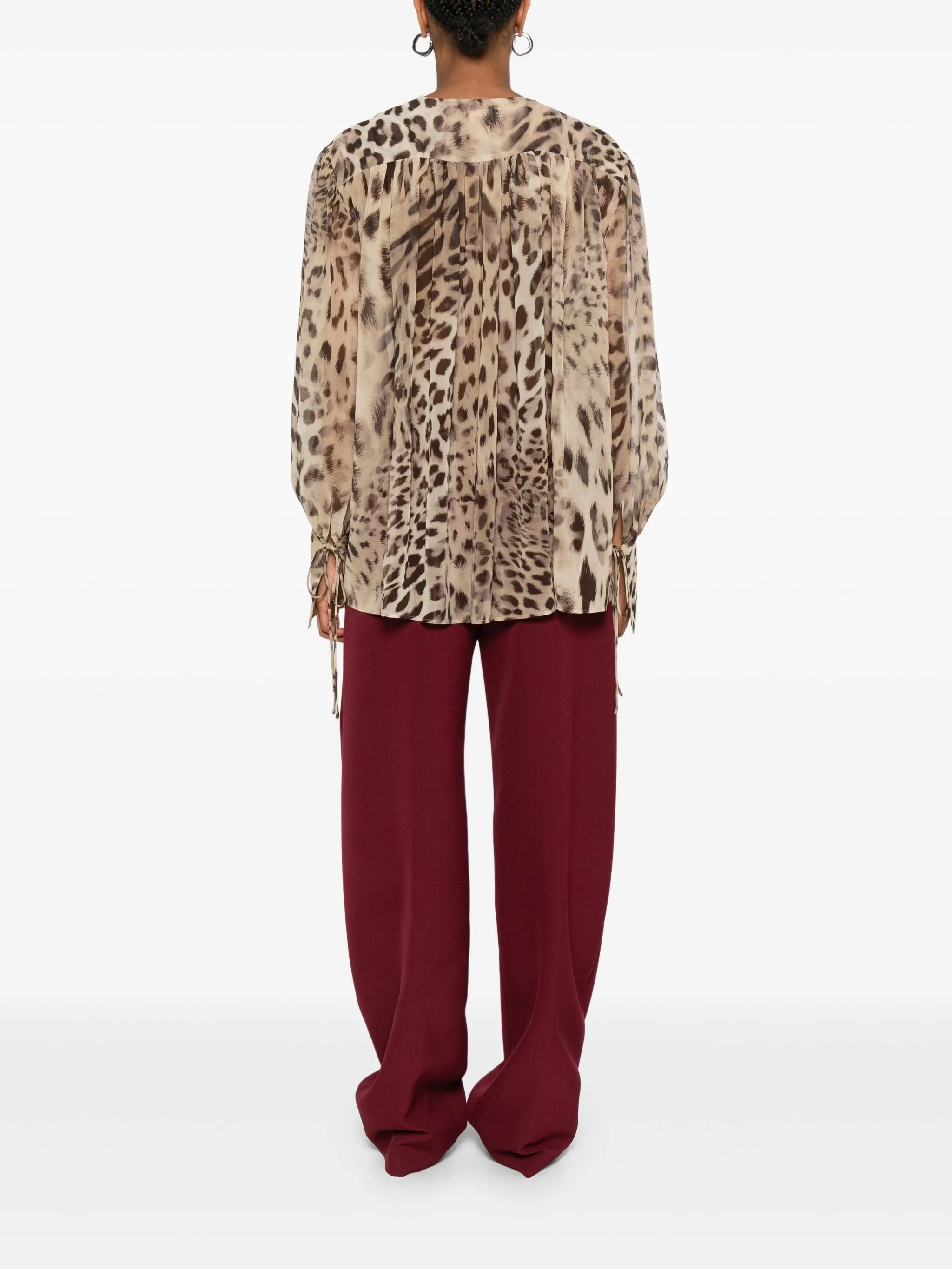 THE ANDAMANE Animal Print Blouse with Laces - Size 40