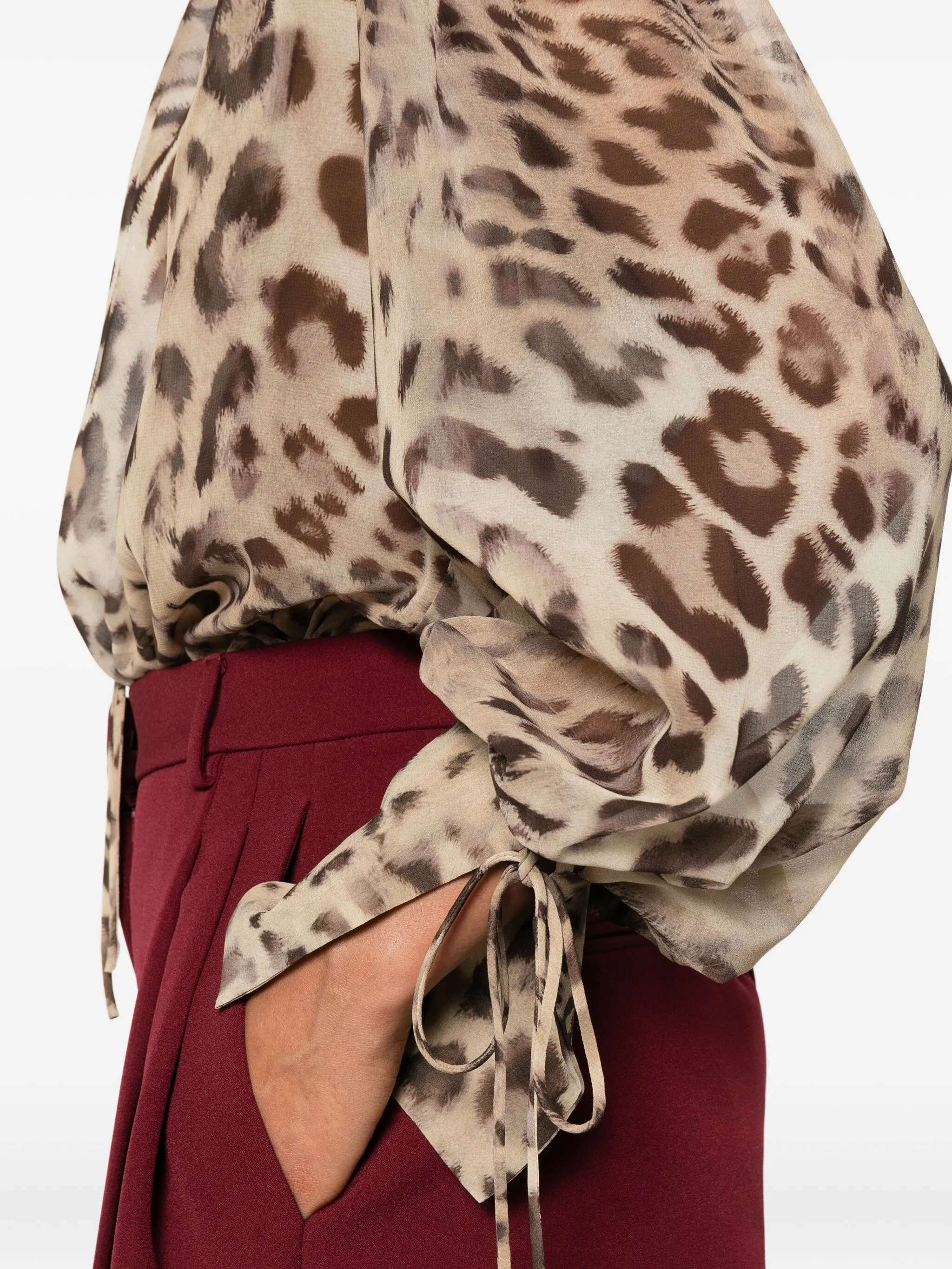 THE ANDAMANE Animal Print Blouse with Laces - Size 40