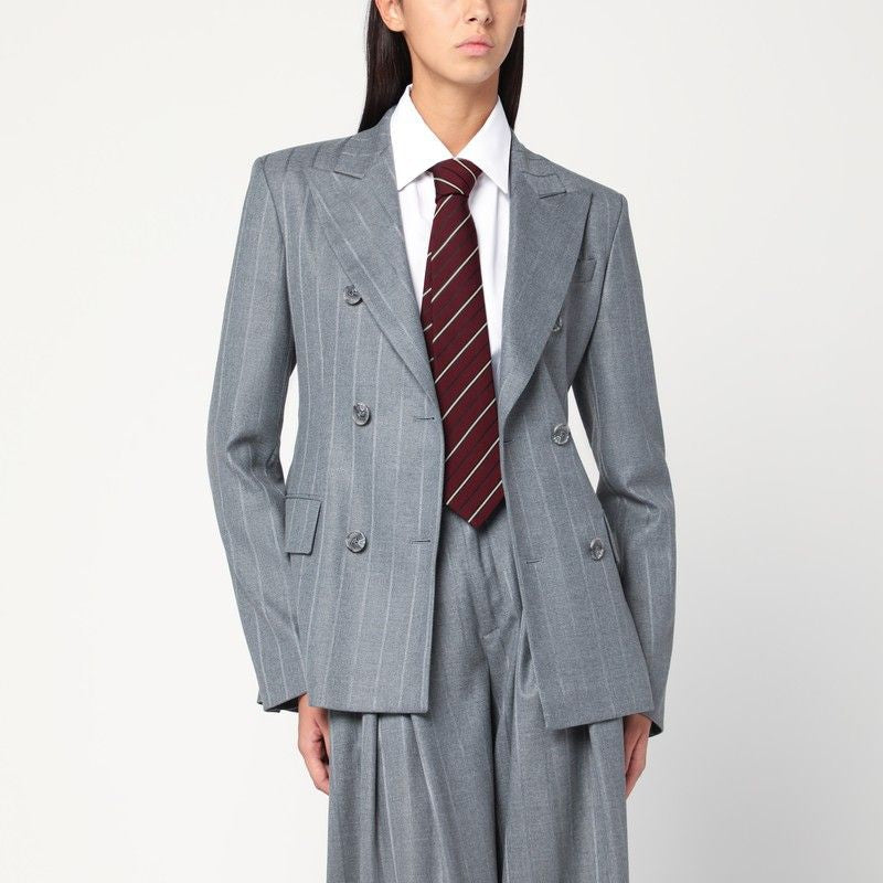 THE ANDAMANE Double-Breasted Pinstriped Jacket
