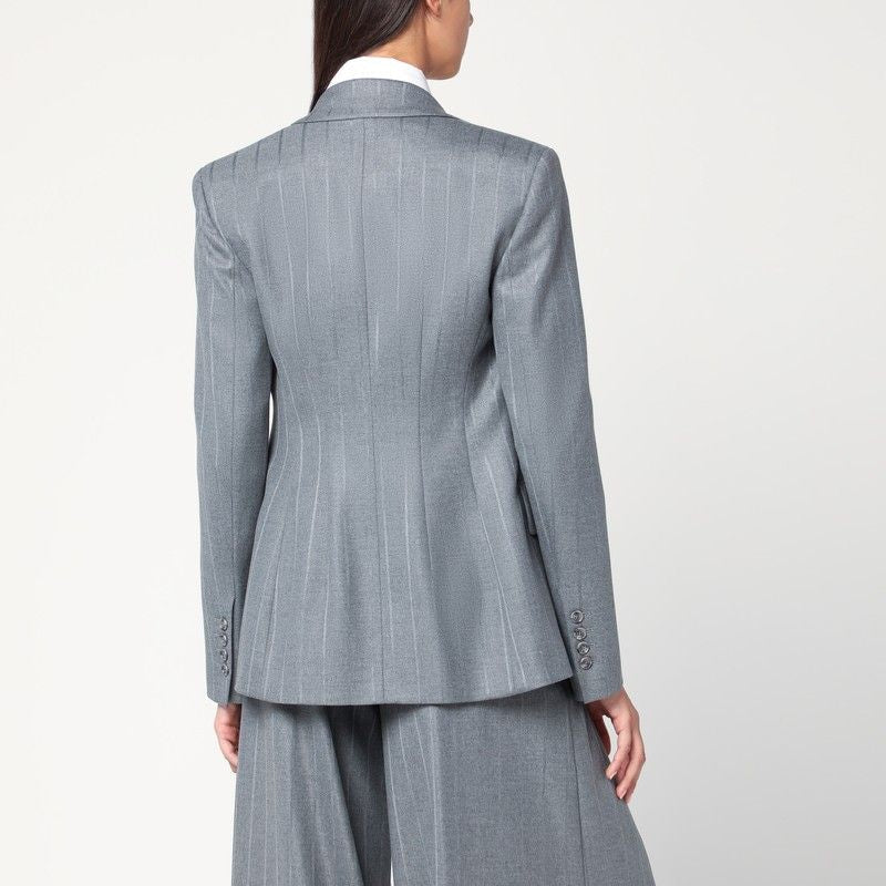 THE ANDAMANE Double-Breasted Pinstriped Jacket