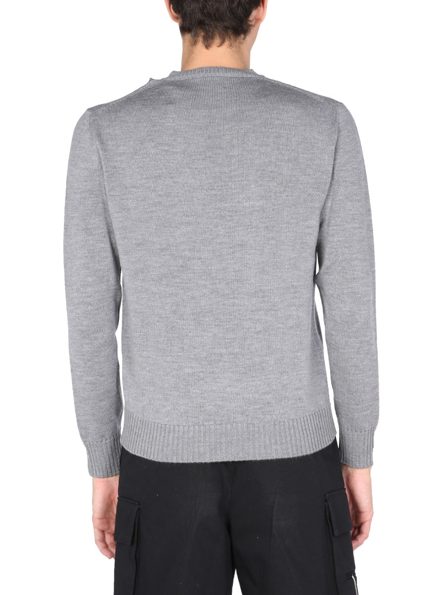BALLANTYNE Men's Crew Neck Sweater - Large Ribbed Knit