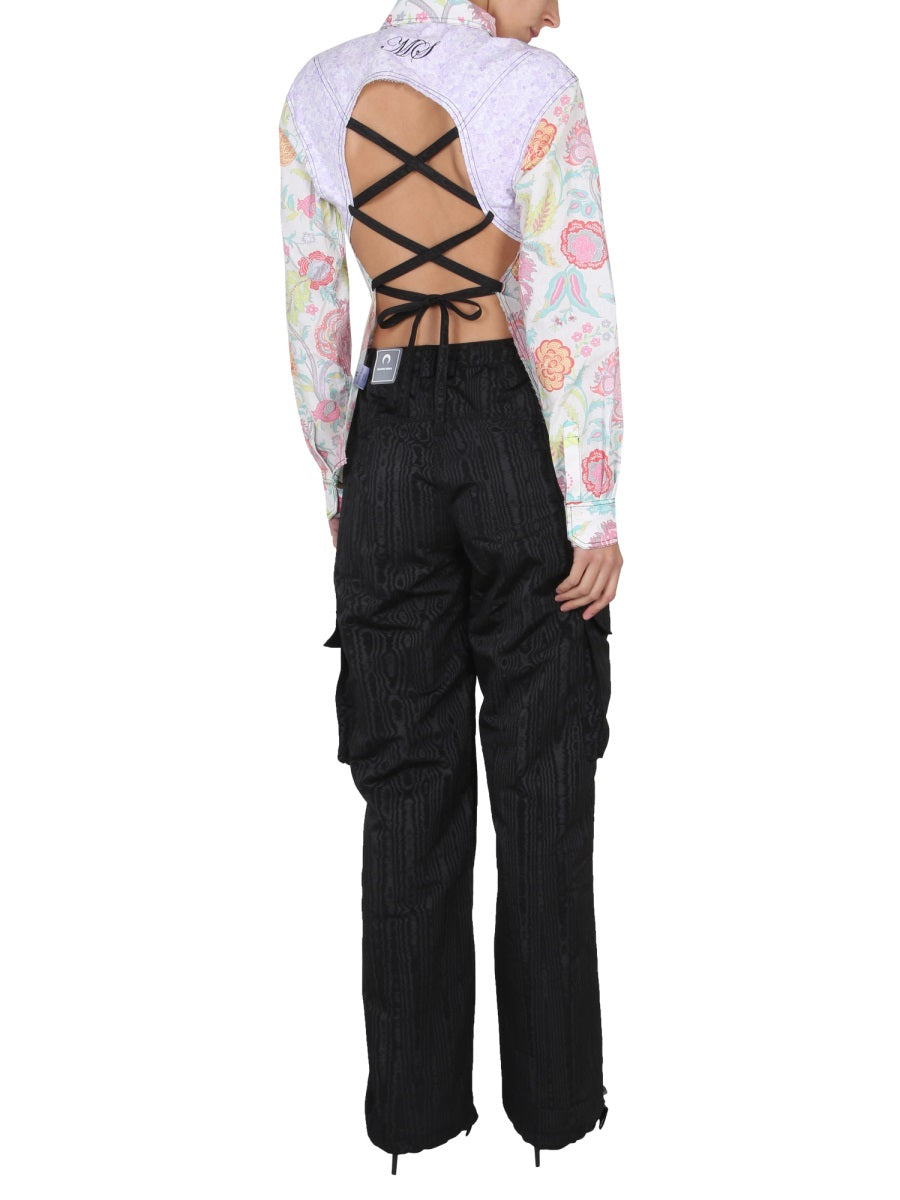 MARINE SERRE Floral Print Classic Collar Shirt for Women