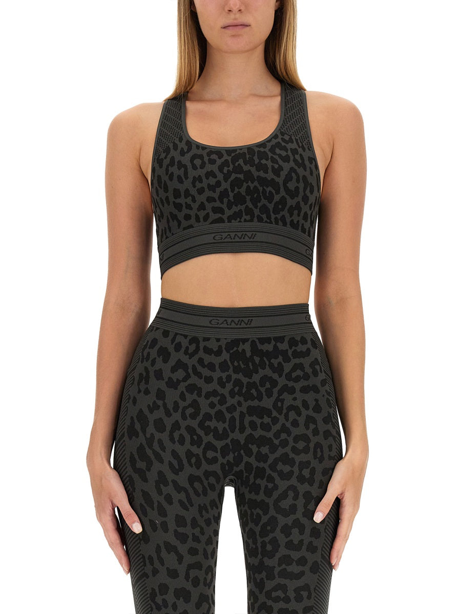 GANNI Slim Fit Jacquard Top - Size S