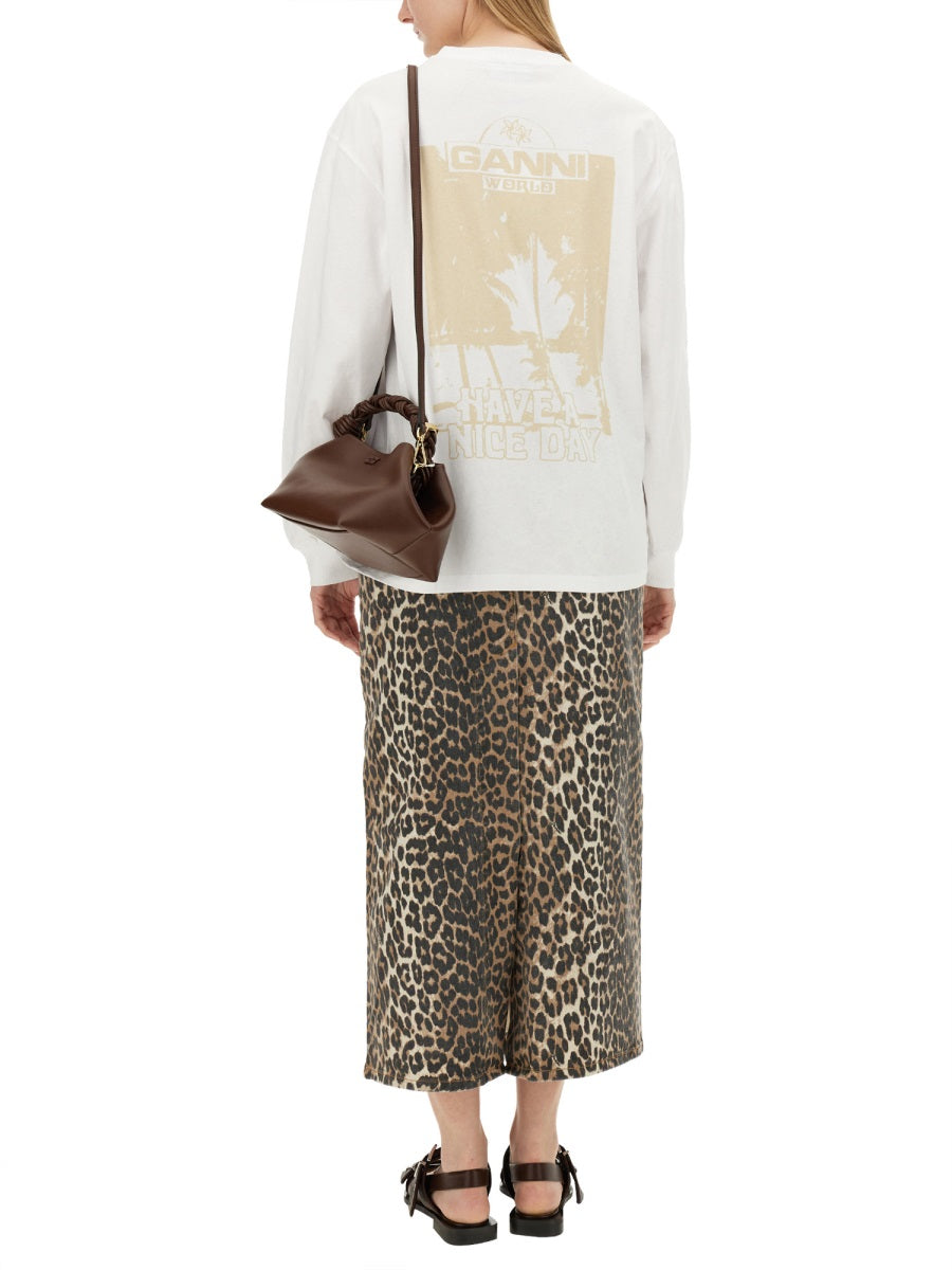 GANNI Oversized Logo T-Shirt - Size S