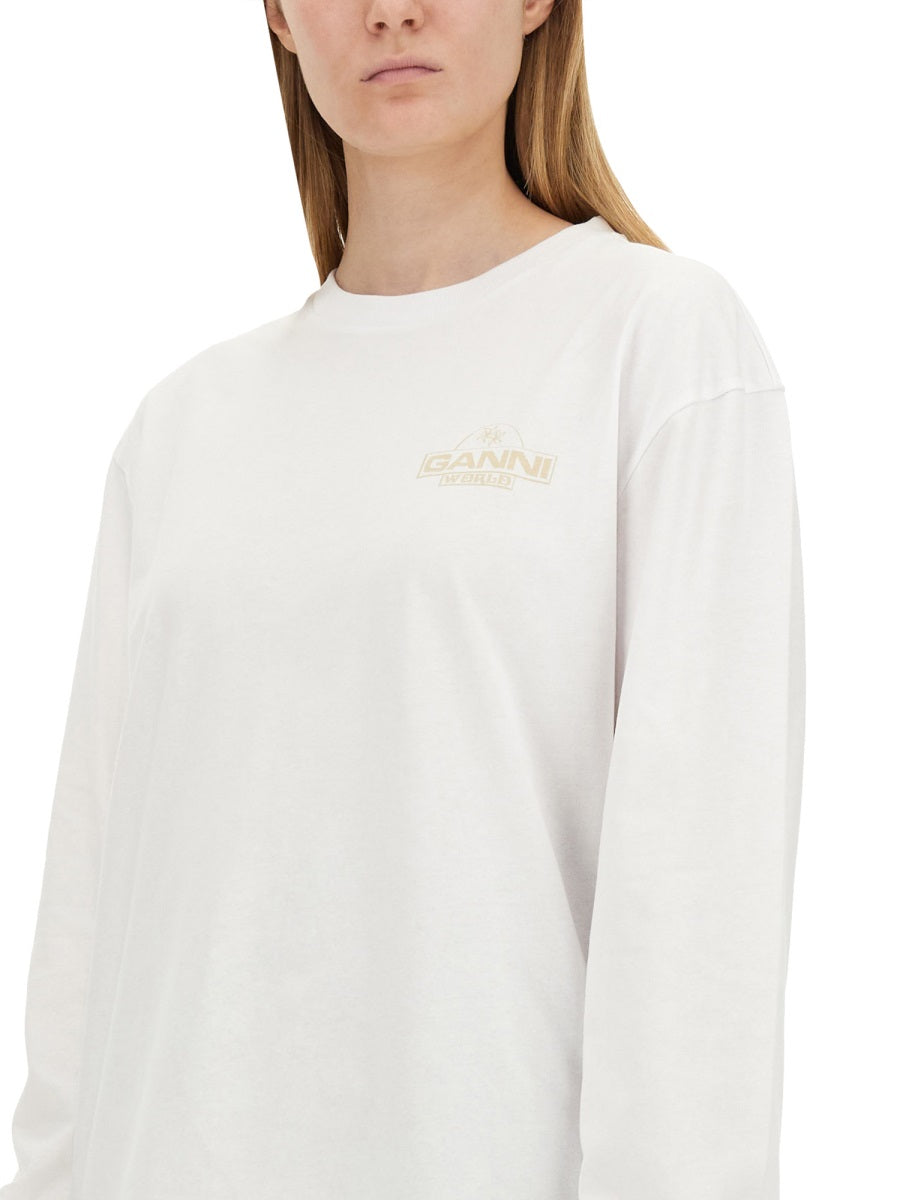 GANNI Oversized Logo T-Shirt - Size S