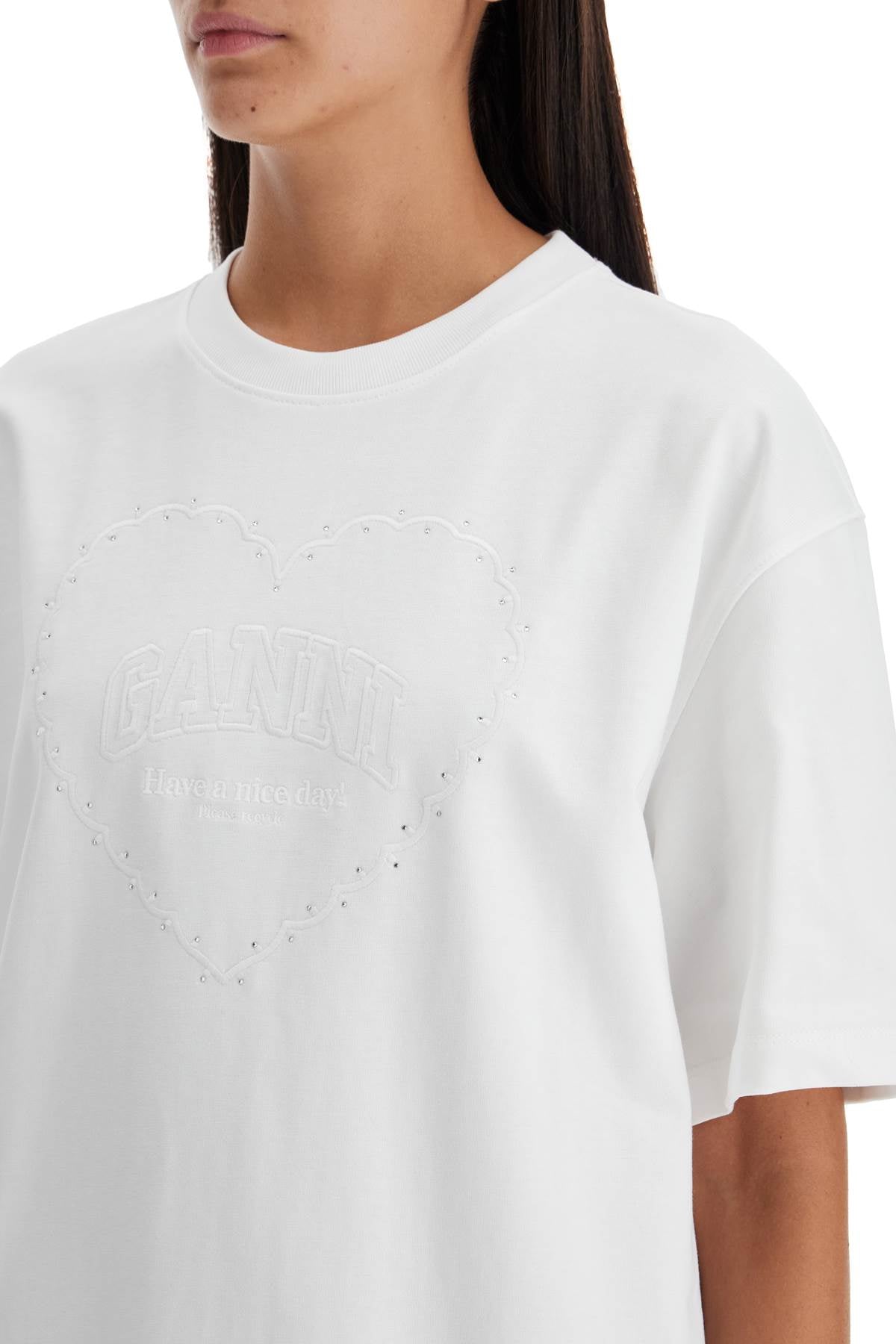 GANNI Heart-Graphic T-Shirt - Size S